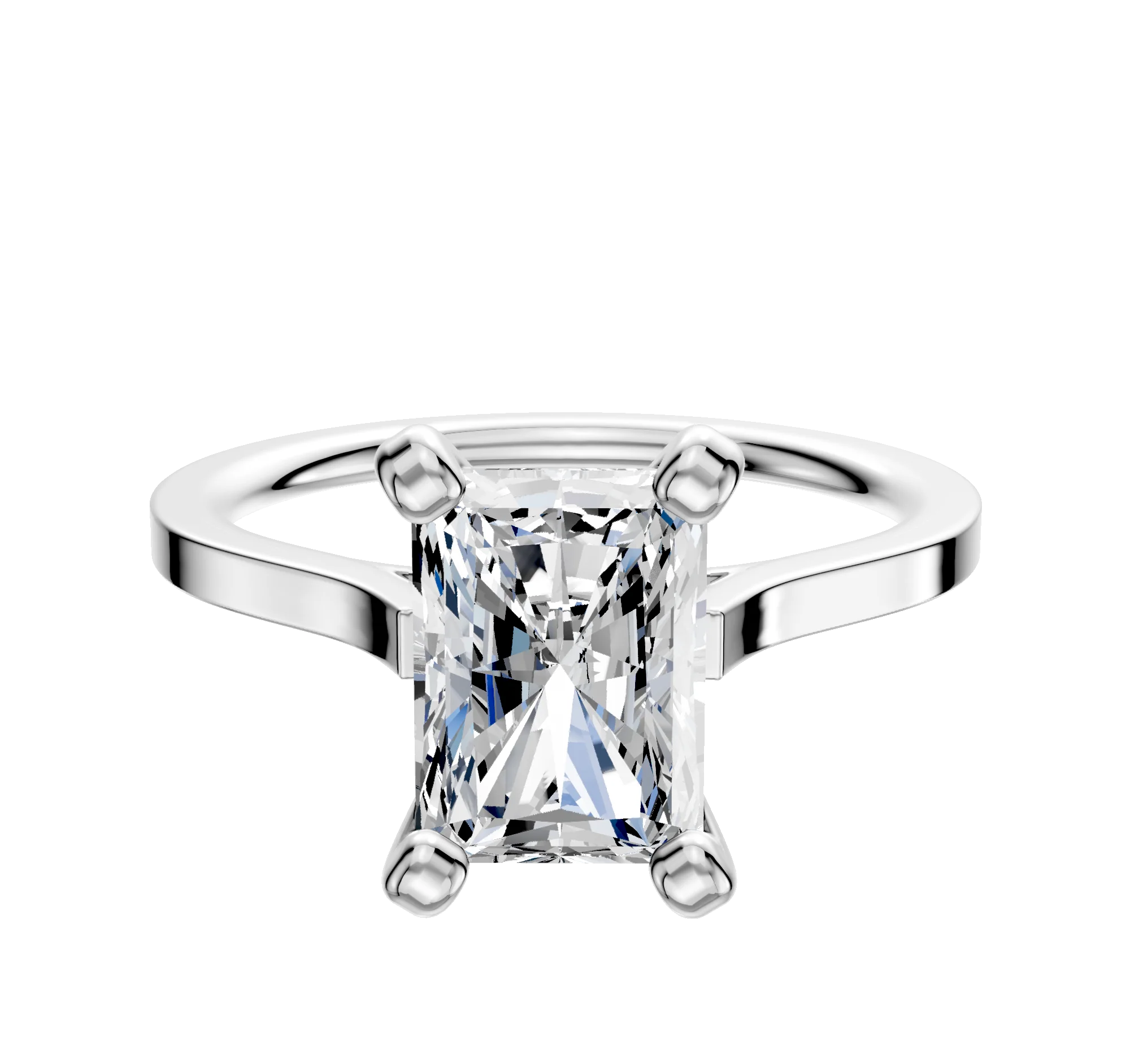 14K White Gold 4 Prong Cathedral Flat 1.5mm Engagement Ring