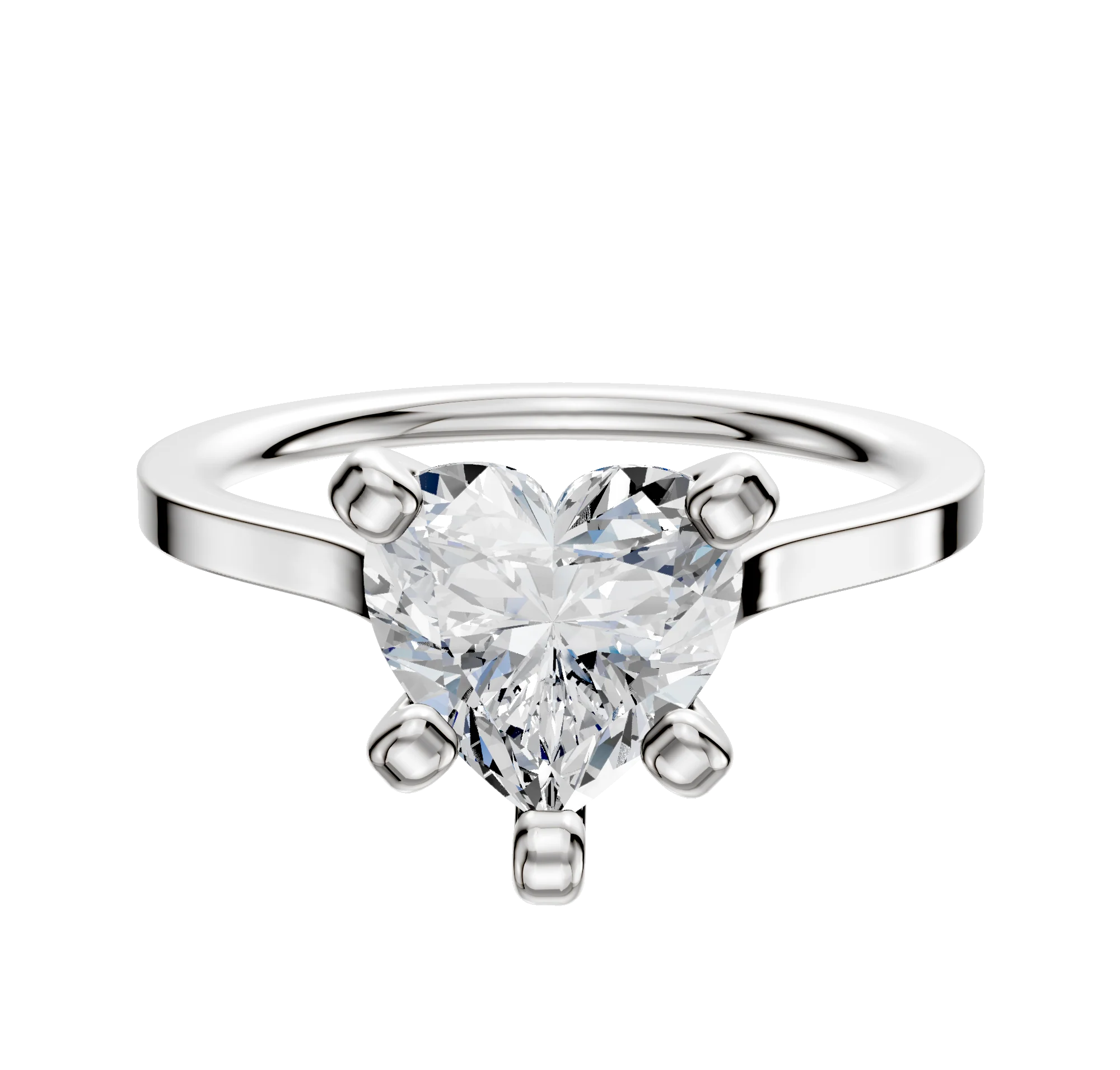 14K White Gold 4 Prong Cathedral Flat 1.5mm Engagement Ring