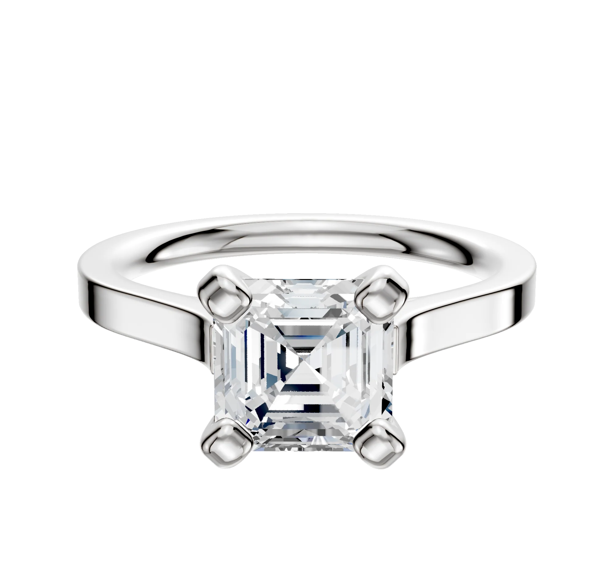 14K White Gold 4 Prong Cathedral Flat 2.0mm Engagement Ring