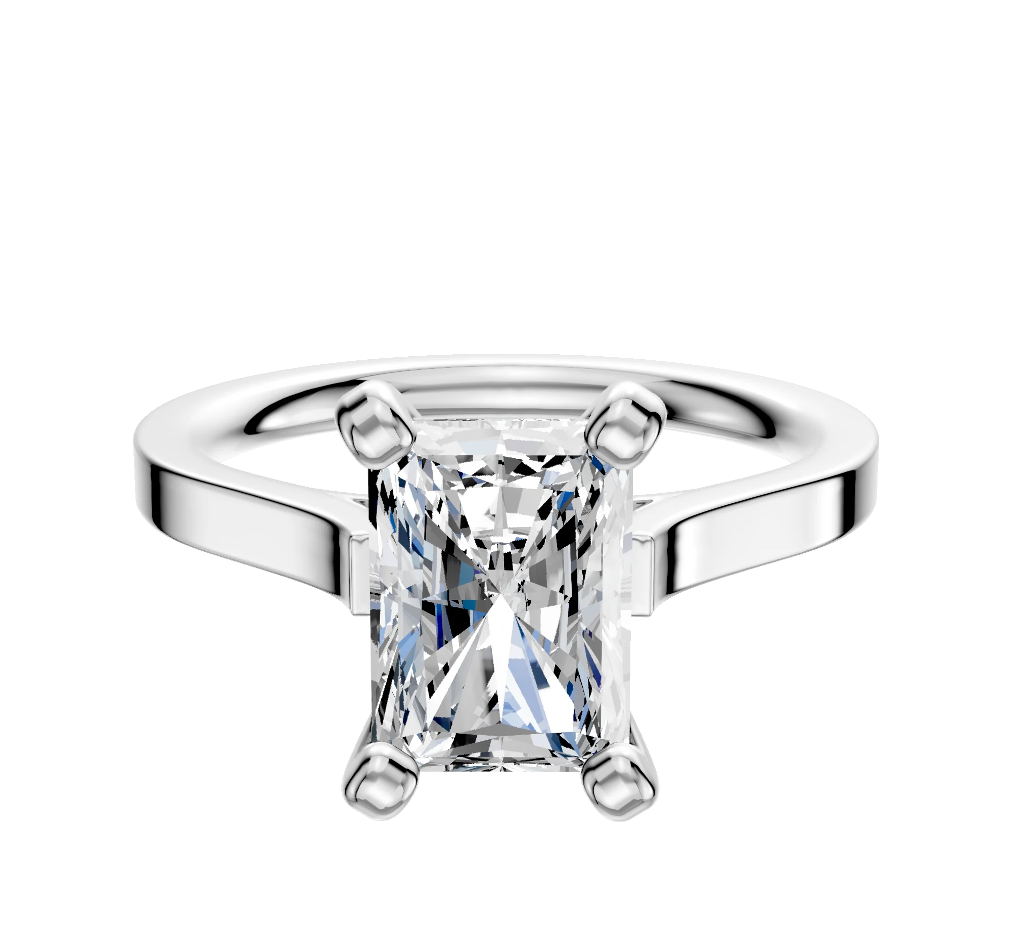 14K White Gold 4 Prong Cathedral Flat 2.0mm Engagement Ring