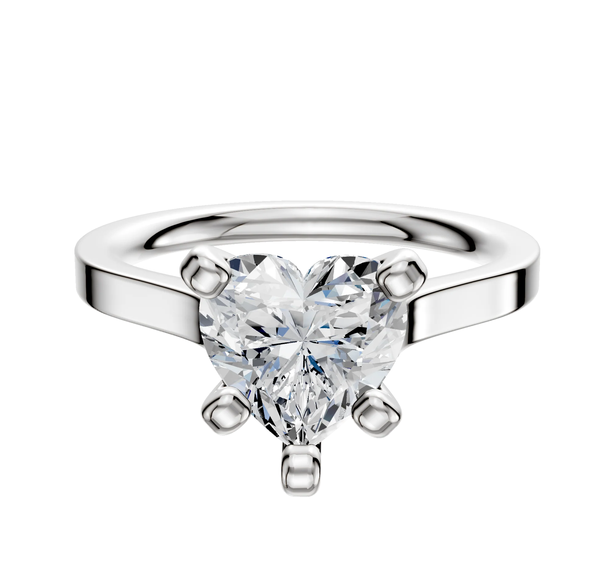 14K White Gold 4 Prong Cathedral Flat 2.0mm Engagement Ring