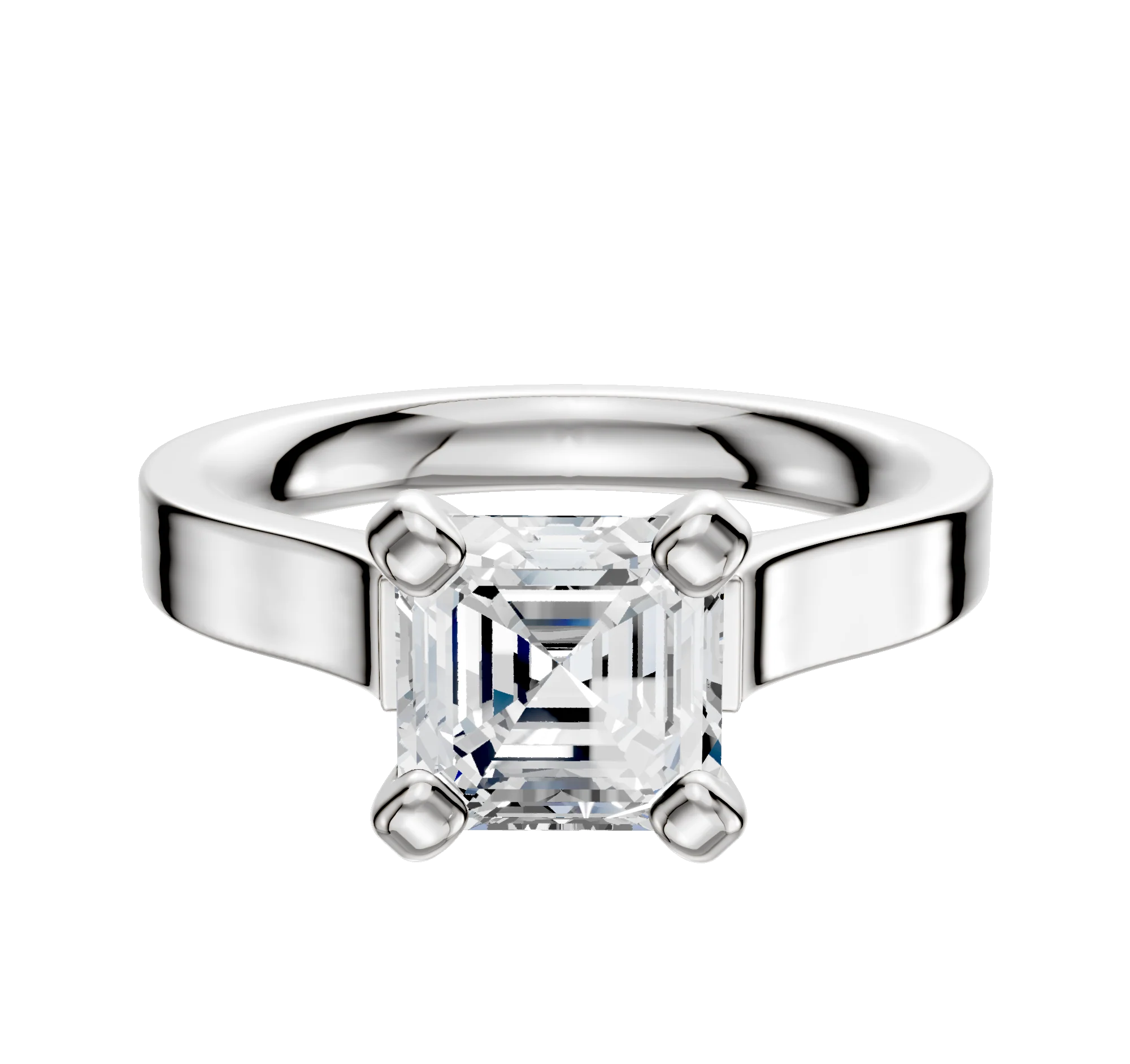14K White Gold 4 Prong Cathedral Flat 3.0mm Engagement Ring