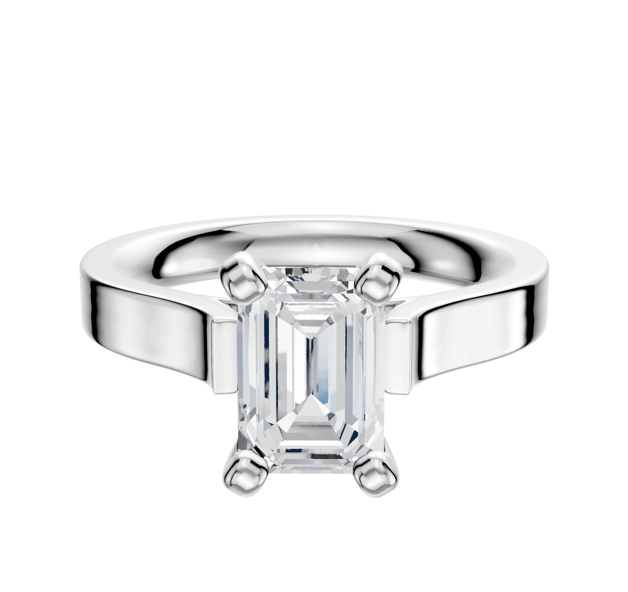 14K White Gold 4 Prong Cathedral Flat 3.0mm Engagement Ring