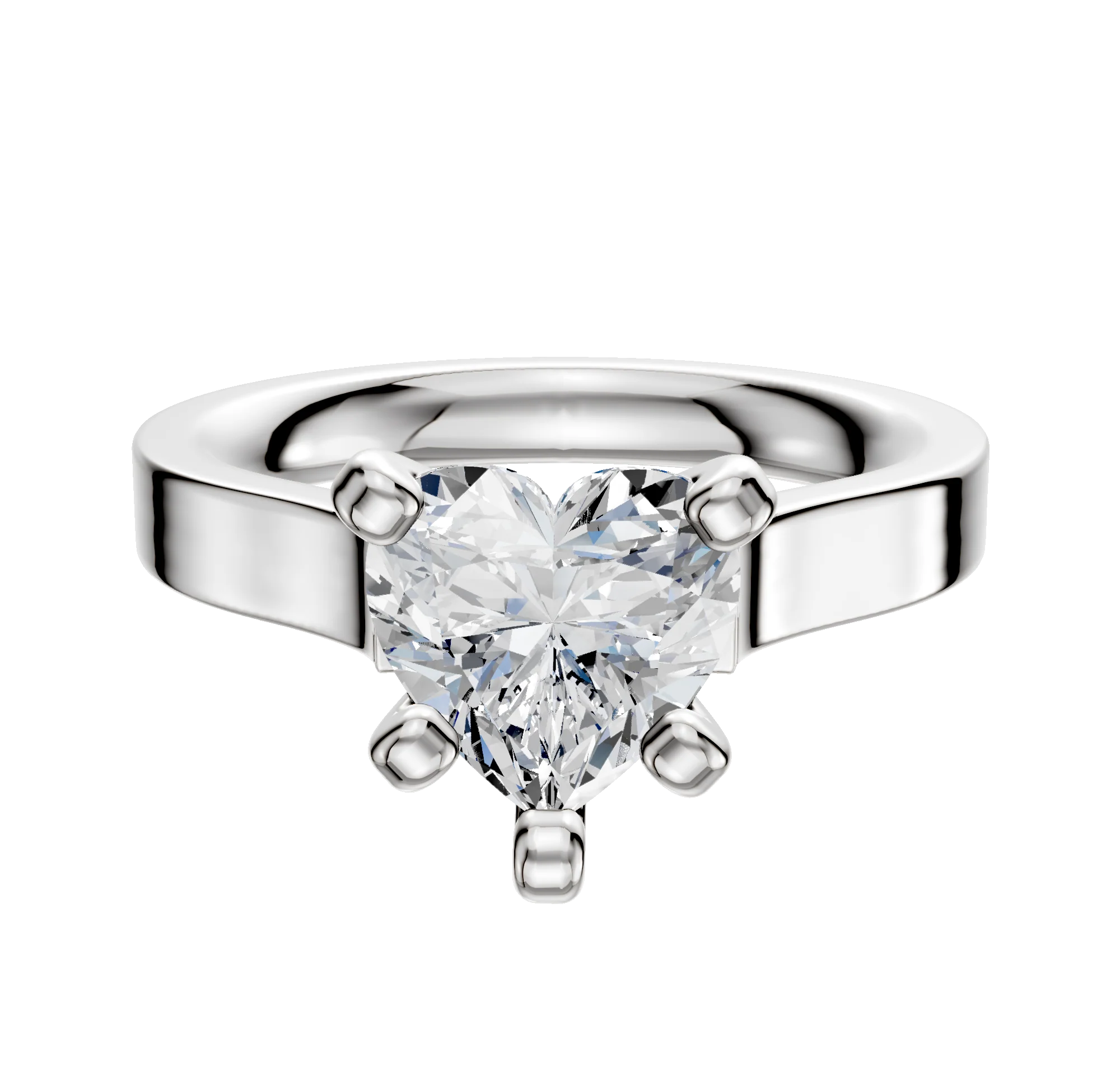 14K White Gold 4 Prong Cathedral Flat 3.0mm Engagement Ring