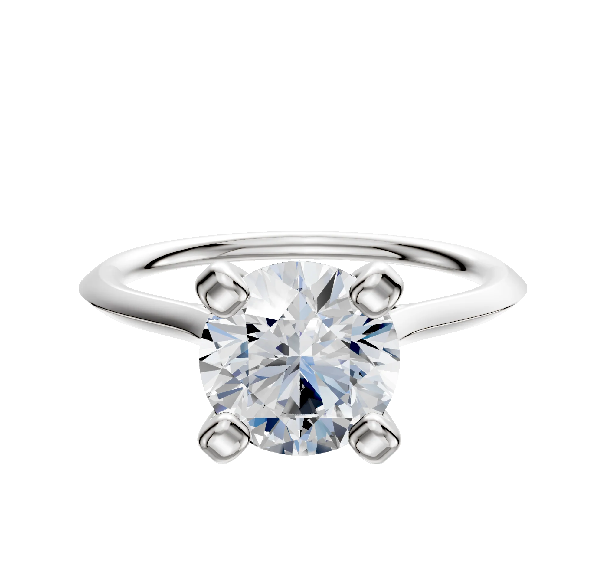 14K White Gold 4 Prong Cathedral Knife Edge 1.5mm Engagement Ring