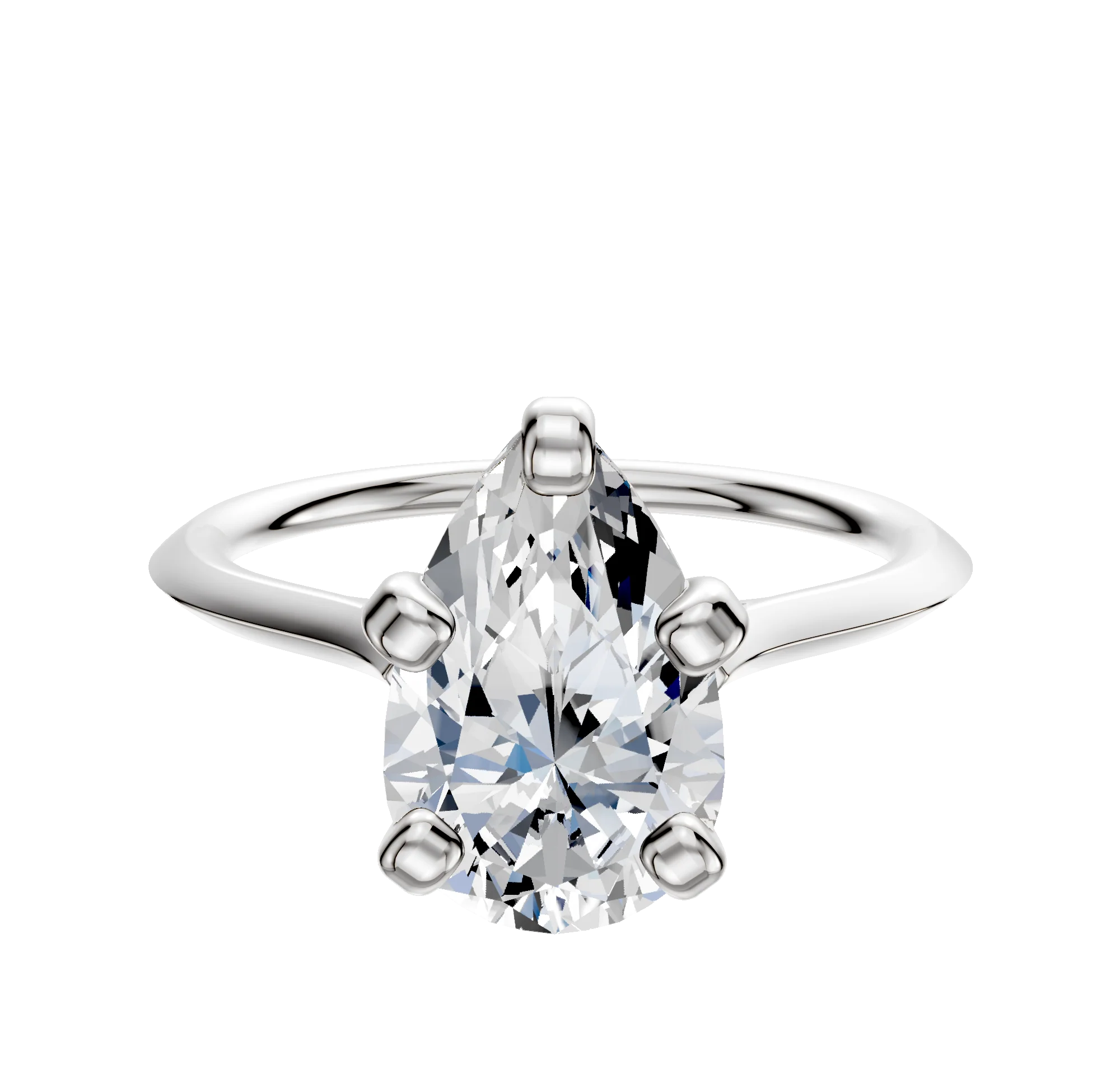 14K White Gold 4 Prong Cathedral Knife Edge 1.5mm Engagement Ring