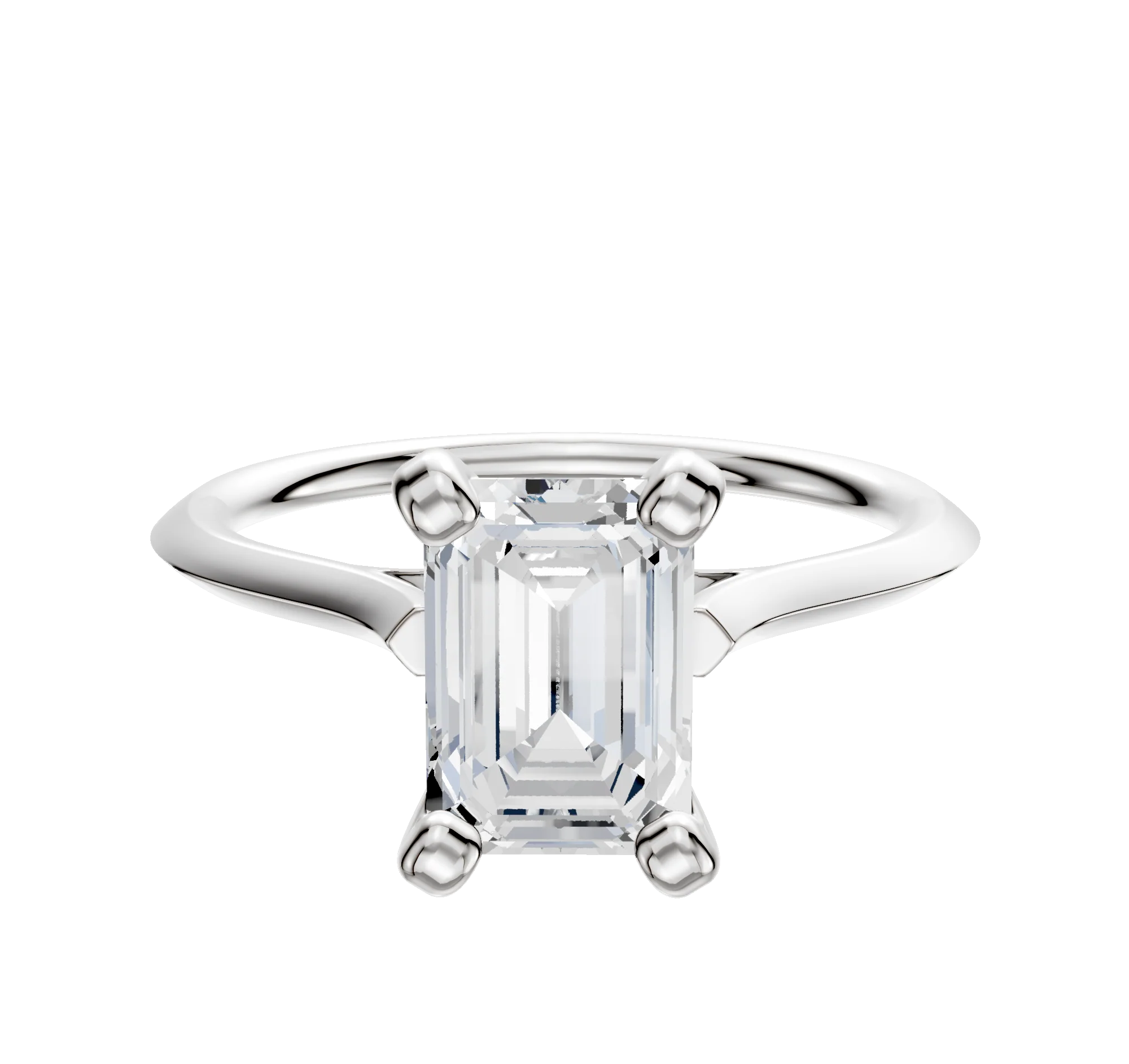 14K White Gold 4 Prong Cathedral Knife Edge 1.5mm Engagement Ring