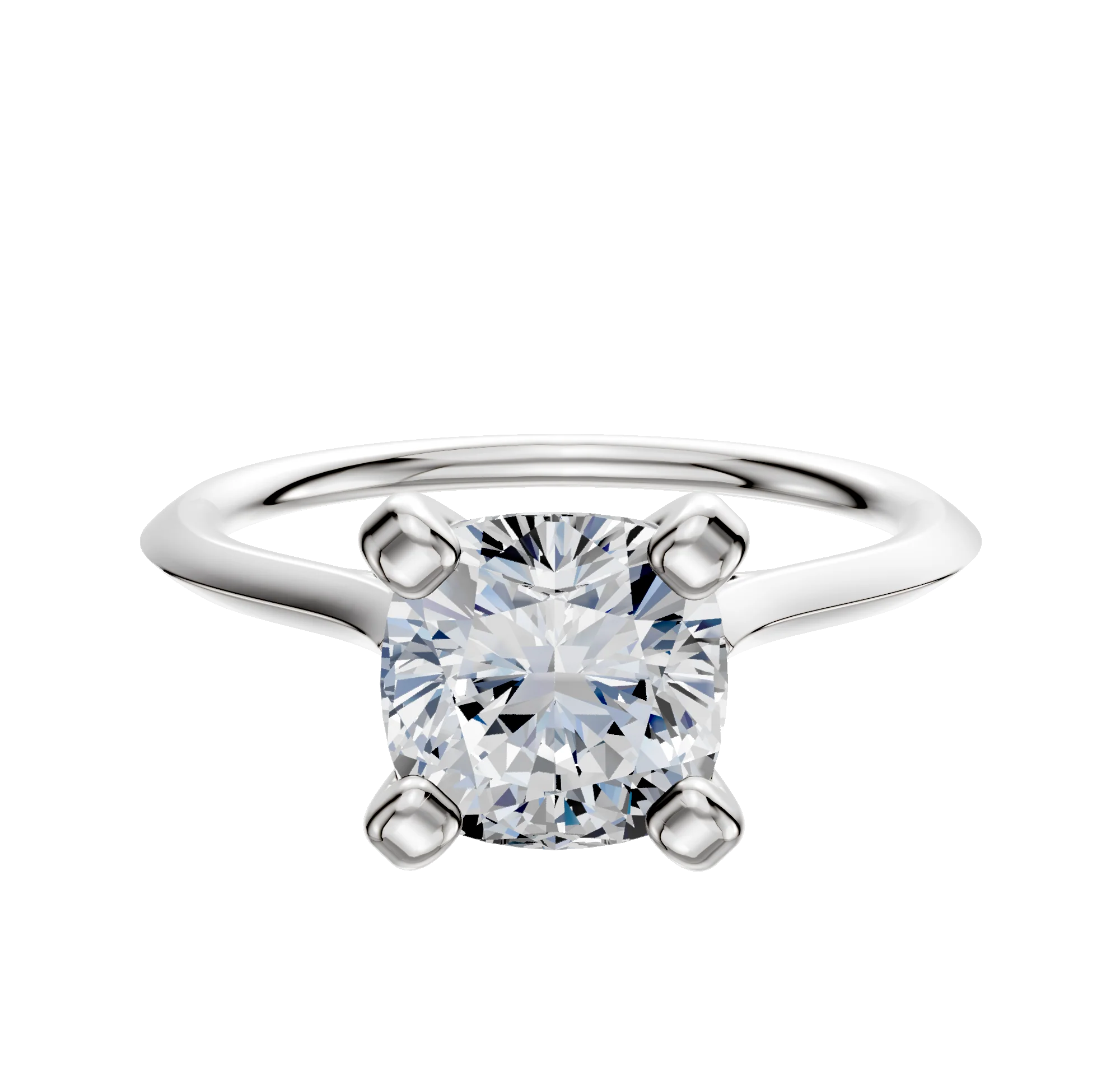 14K White Gold 4 Prong Cathedral Knife Edge 1.5mm Engagement Ring