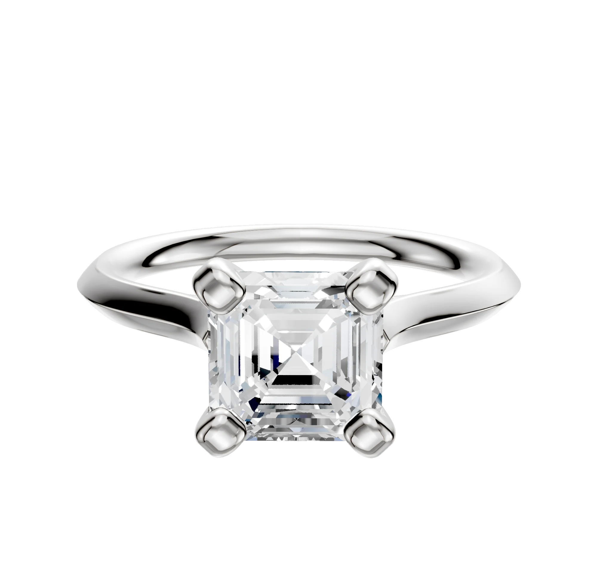 14K White Gold 4 Prong Cathedral Knife Edge 2.0mm Engagement Ring