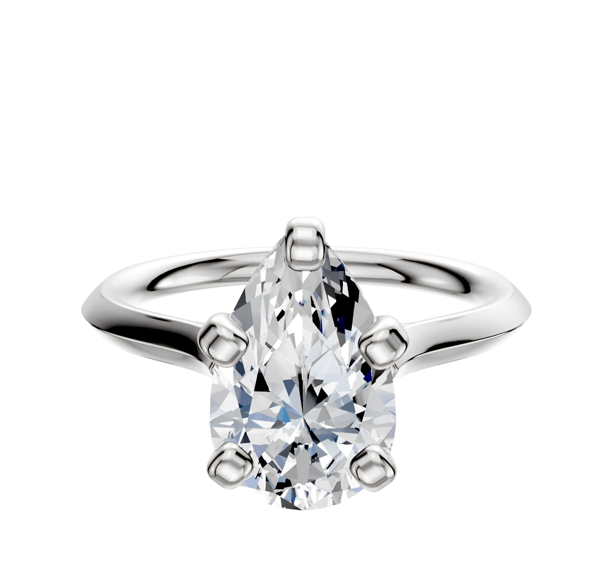 14K White Gold 4 Prong Cathedral Knife Edge 2.0mm Engagement Ring