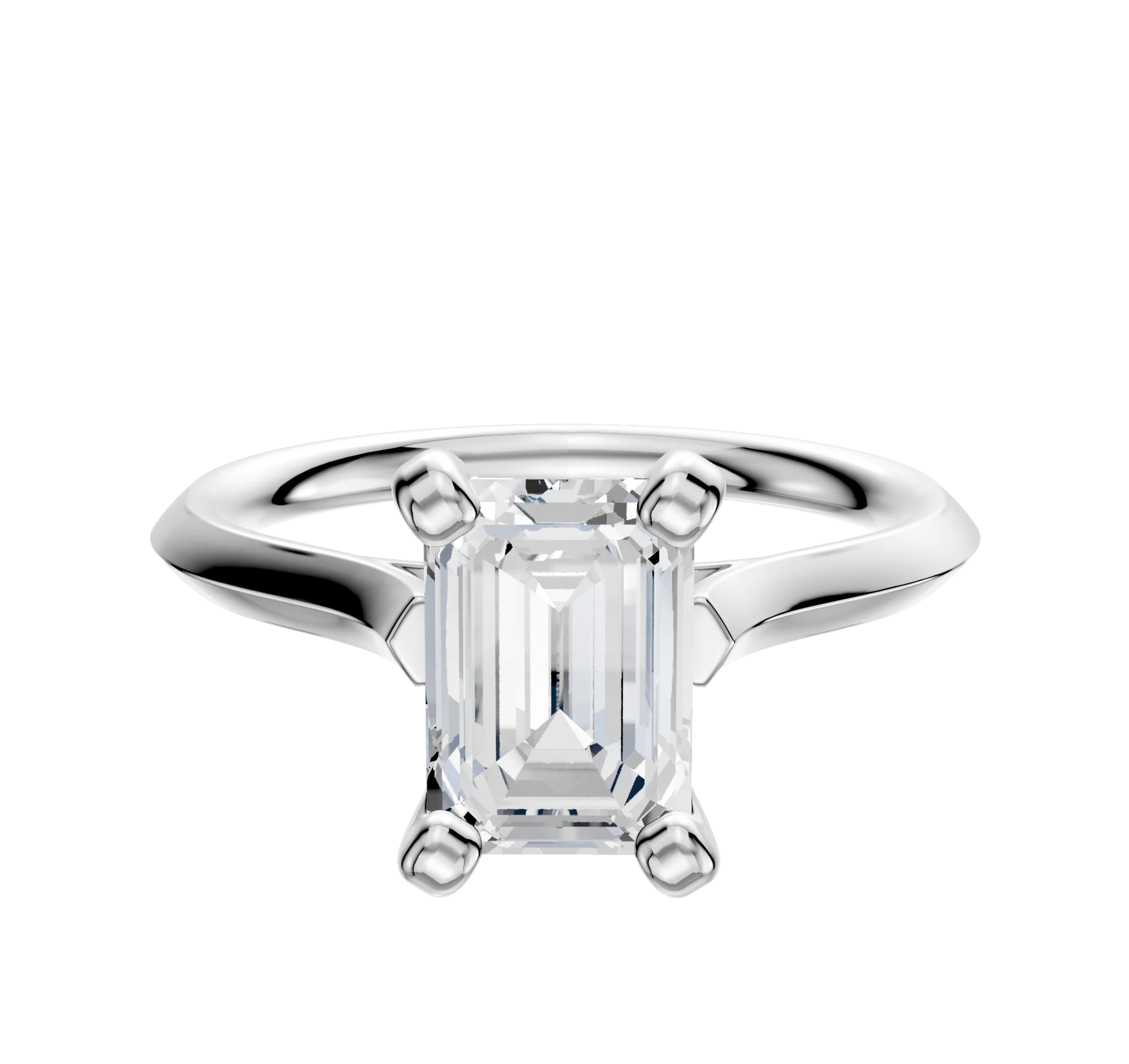 14K White Gold 4 Prong Cathedral Knife Edge 2.0mm Engagement Ring