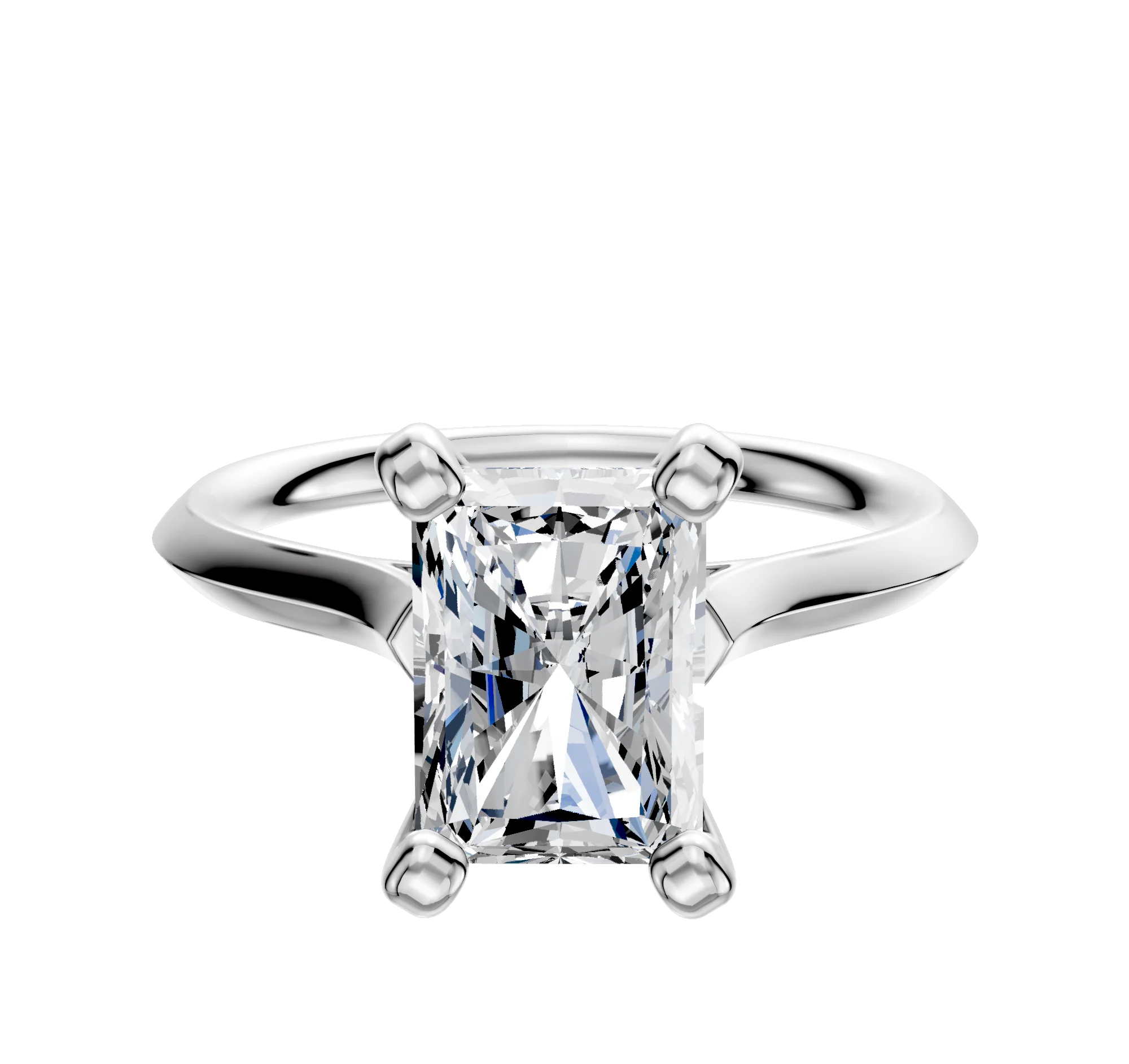 14K White Gold 4 Prong Cathedral Knife Edge 2.0mm Engagement Ring