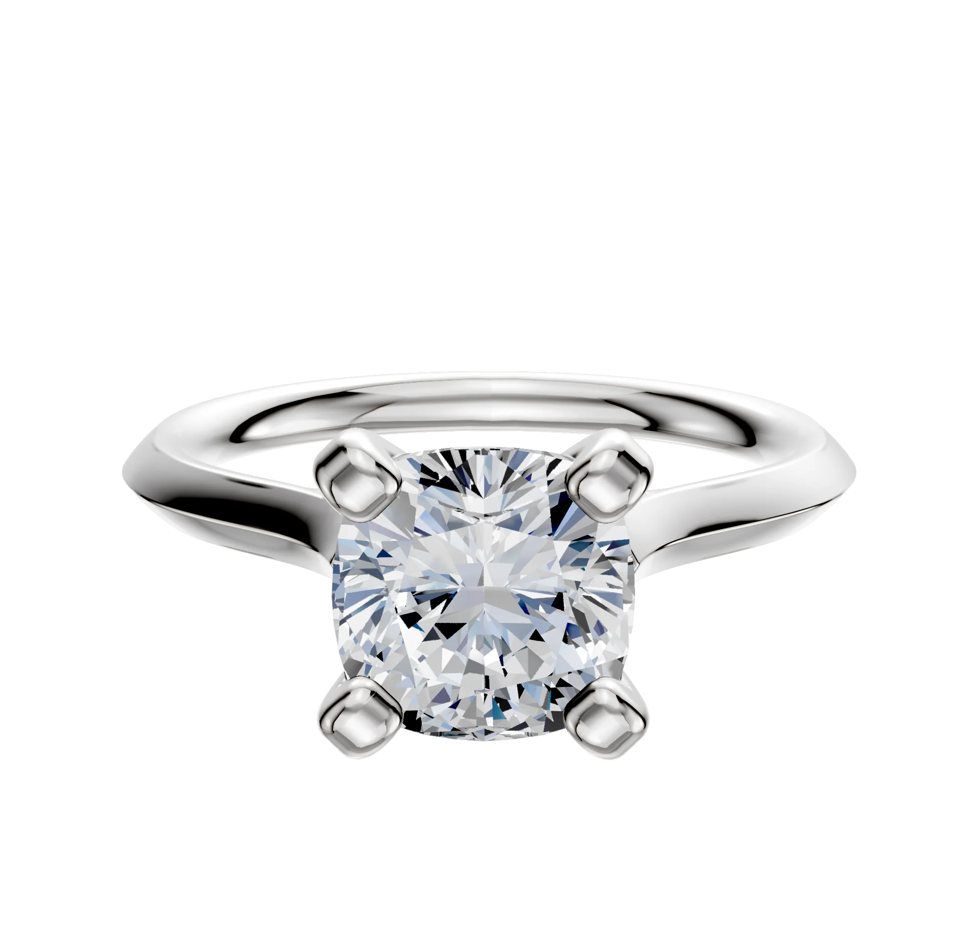 14K White Gold 4 Prong Cathedral Knife Edge 2.0mm Engagement Ring