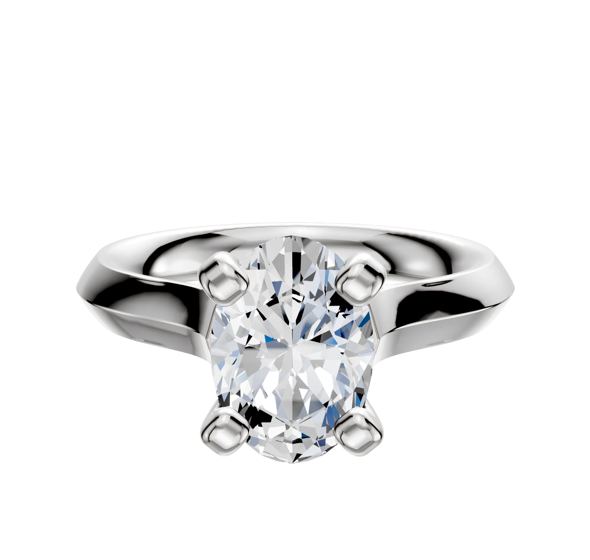 14K White Gold 4 Prong Cathedral Knife Edge 3.0mm Engagement Ring