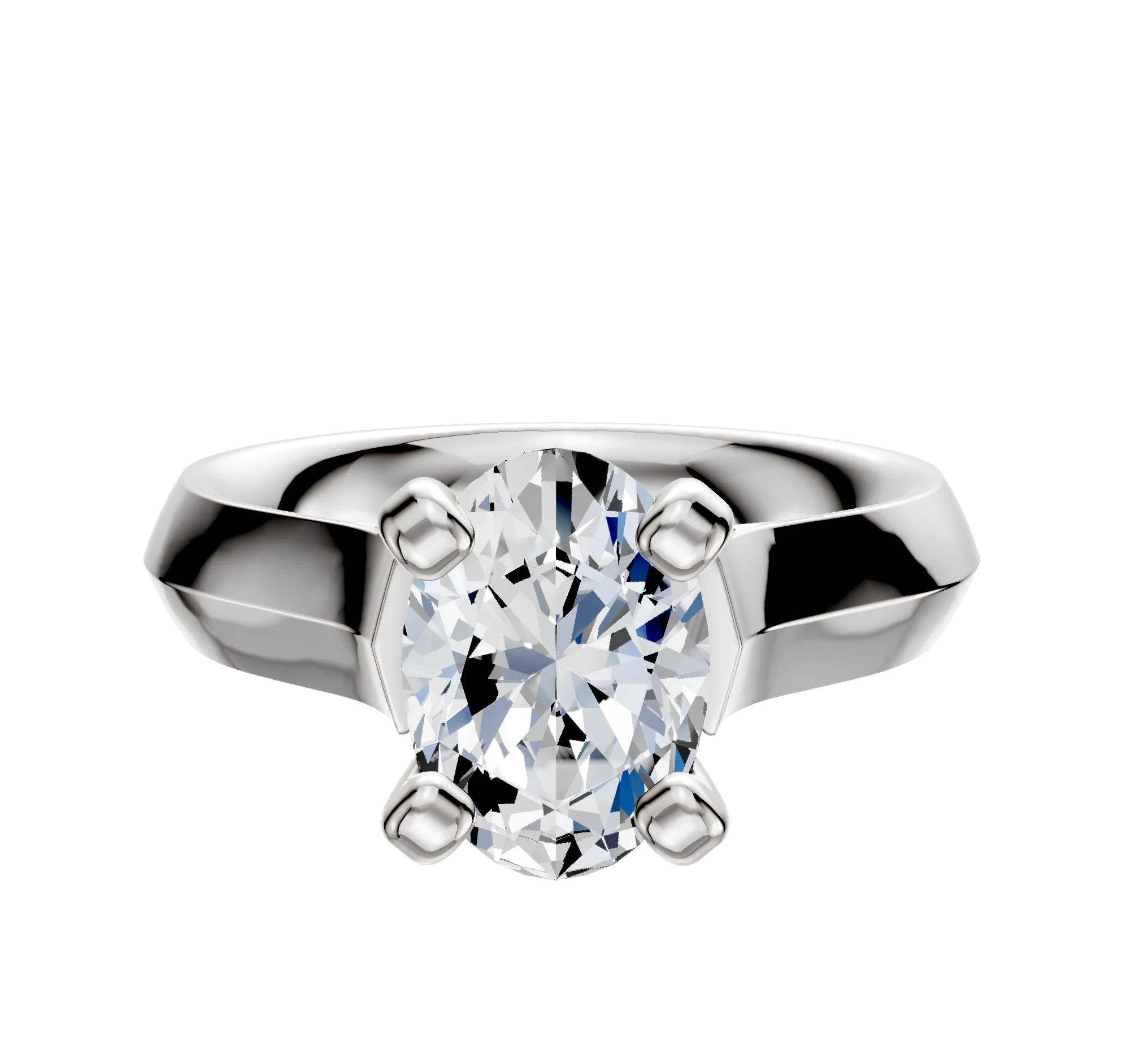 14K White Gold 4 Prong Cathedral Knife Edge 4.0mm Engagement Ring