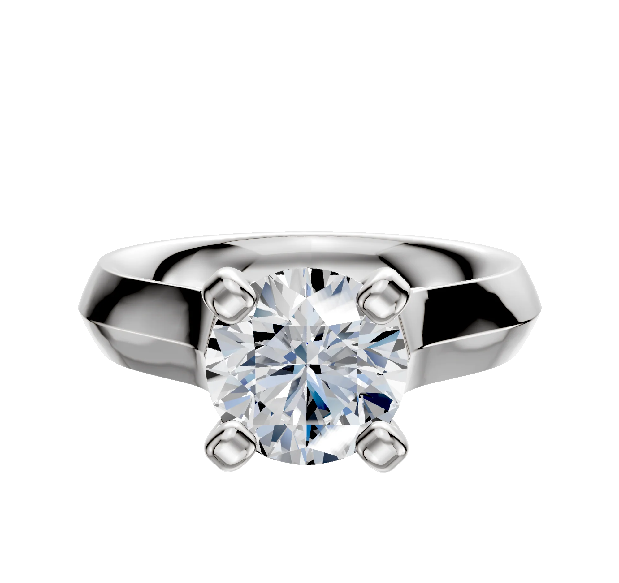 14K White Gold 4 Prong Cathedral Knife Edge 4.0mm Engagement Ring