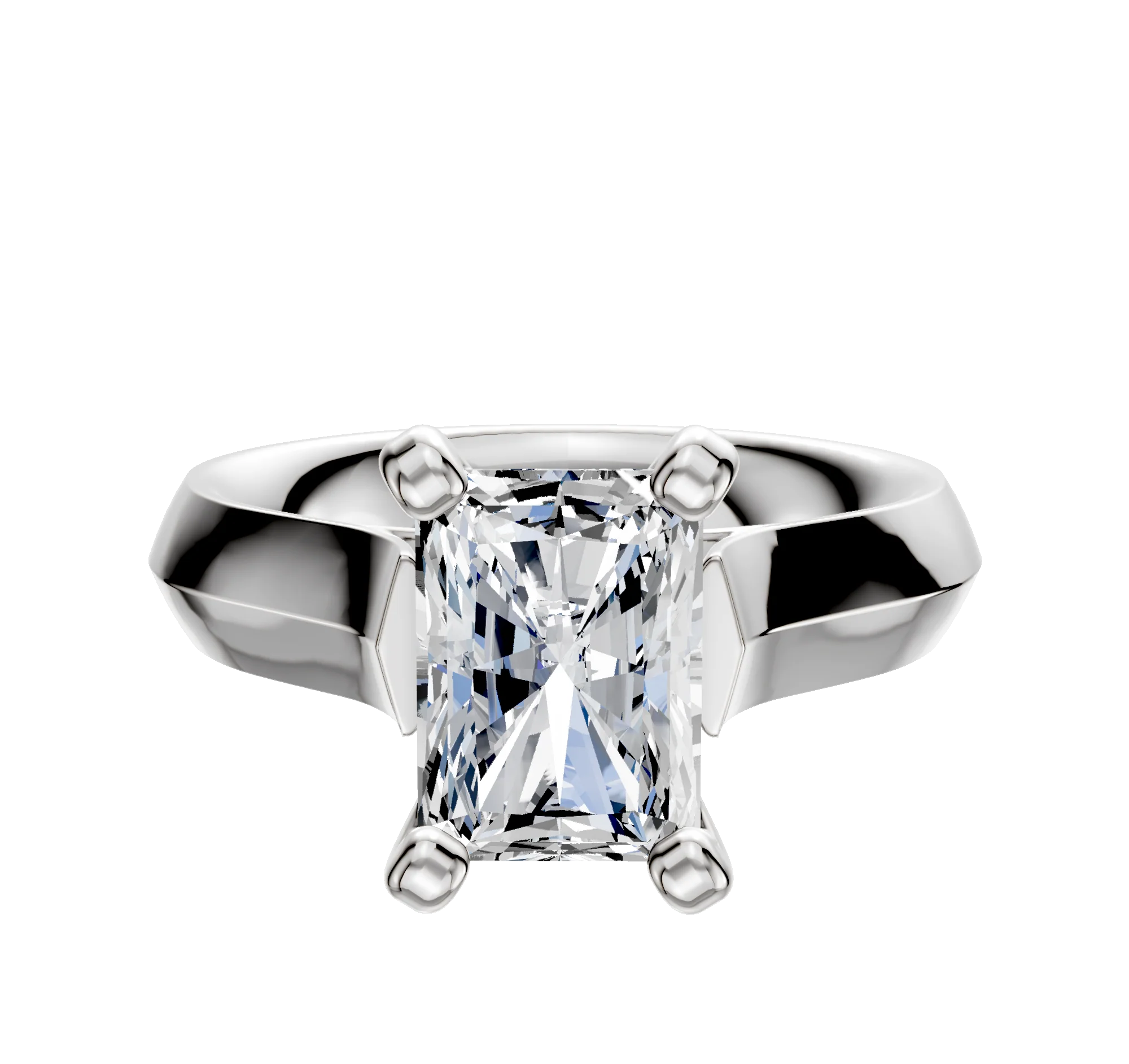 14K White Gold 4 Prong Cathedral Knife Edge 4.0mm Engagement Ring
