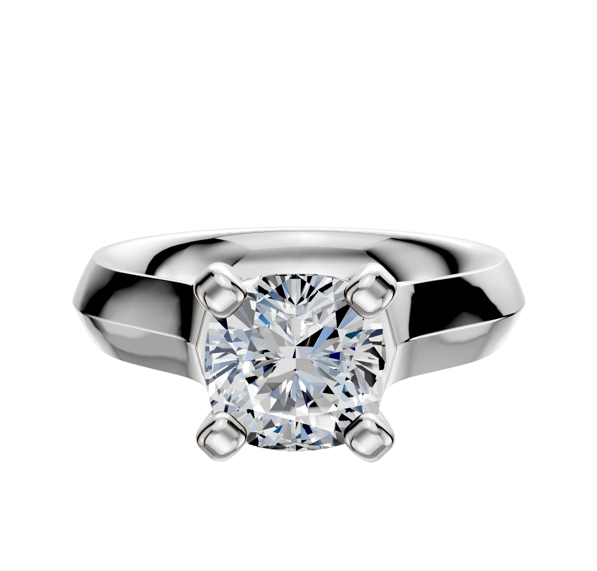 14K White Gold 4 Prong Cathedral Knife Edge 4.0mm Engagement Ring
