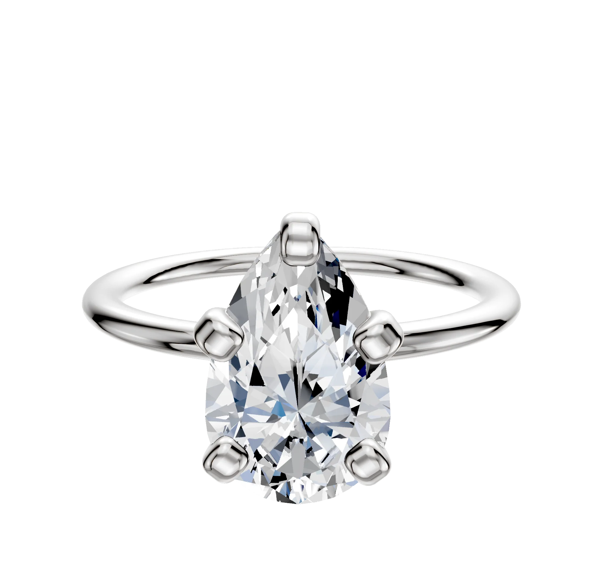 14K White Gold 4 Prong Classic Dome 1.5mm Engagement Ring