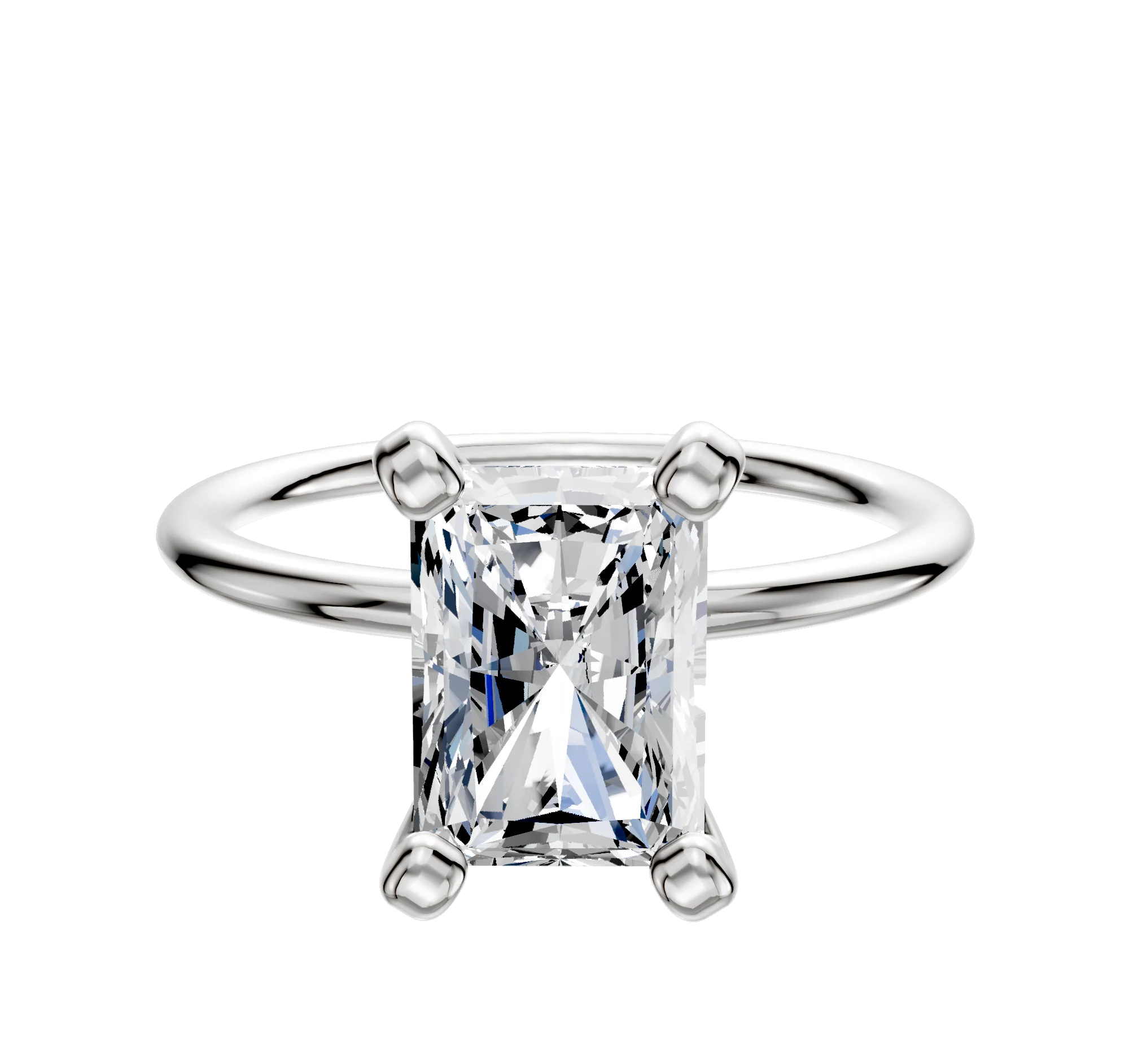14K White Gold 4 Prong Classic Dome 1.5mm Engagement Ring