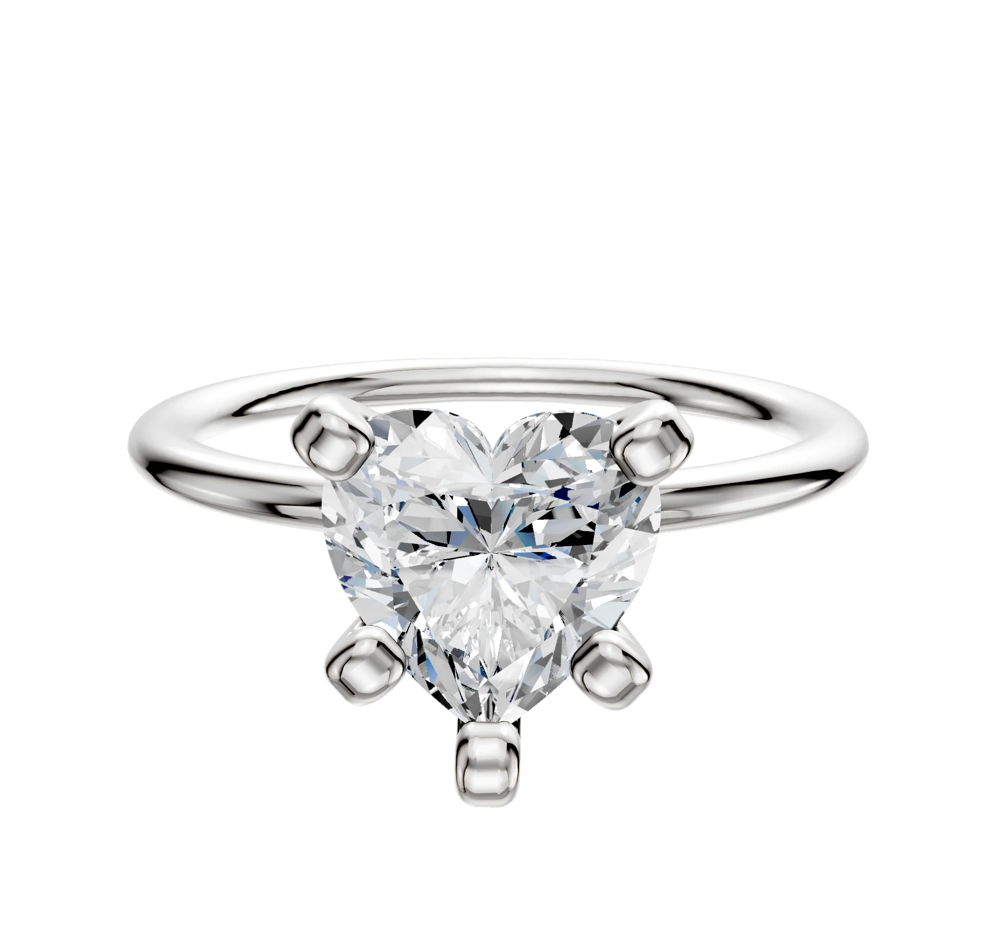 14K White Gold 4 Prong Classic Dome 1.5mm Engagement Ring