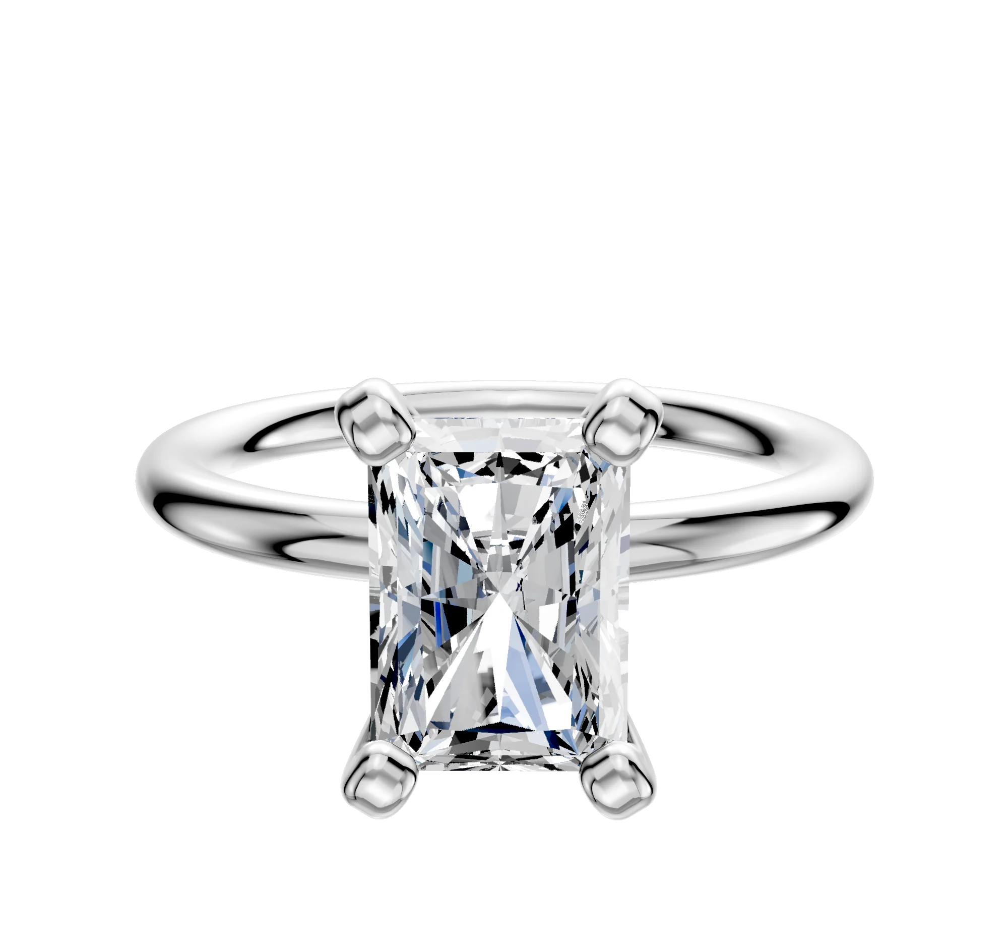 14K White Gold 4 Prong Classic Dome 2.0mm Engagement Ring