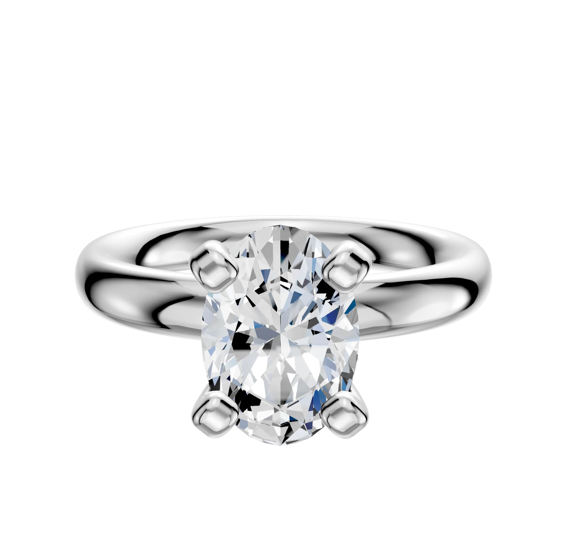 14K White Gold 4 Prong Classic Dome 3.0mm Engagement Ring