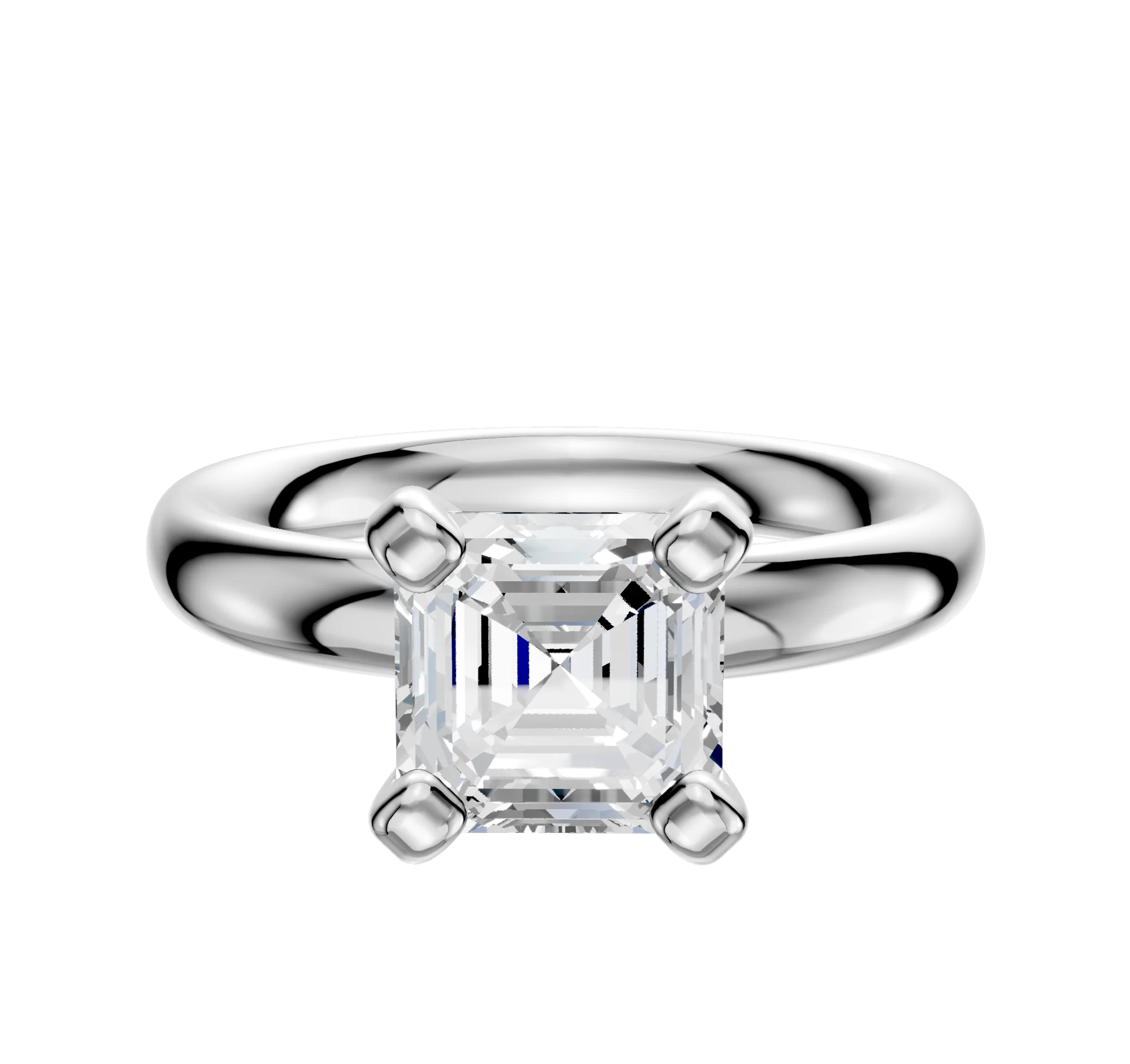 14K White Gold 4 Prong Classic Dome 3.0mm Engagement Ring