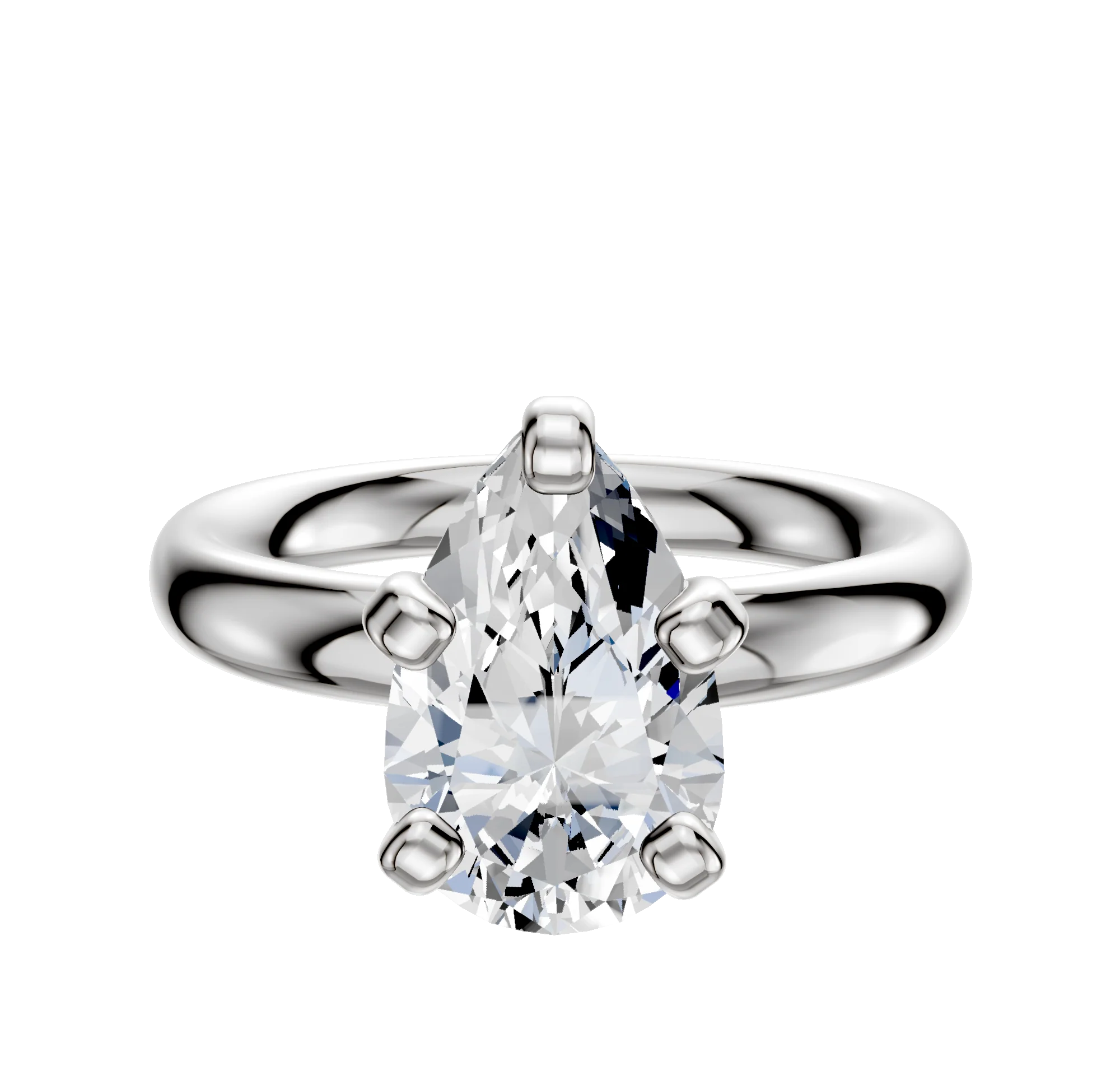 14K White Gold 4 Prong Classic Dome 3.0mm Engagement Ring