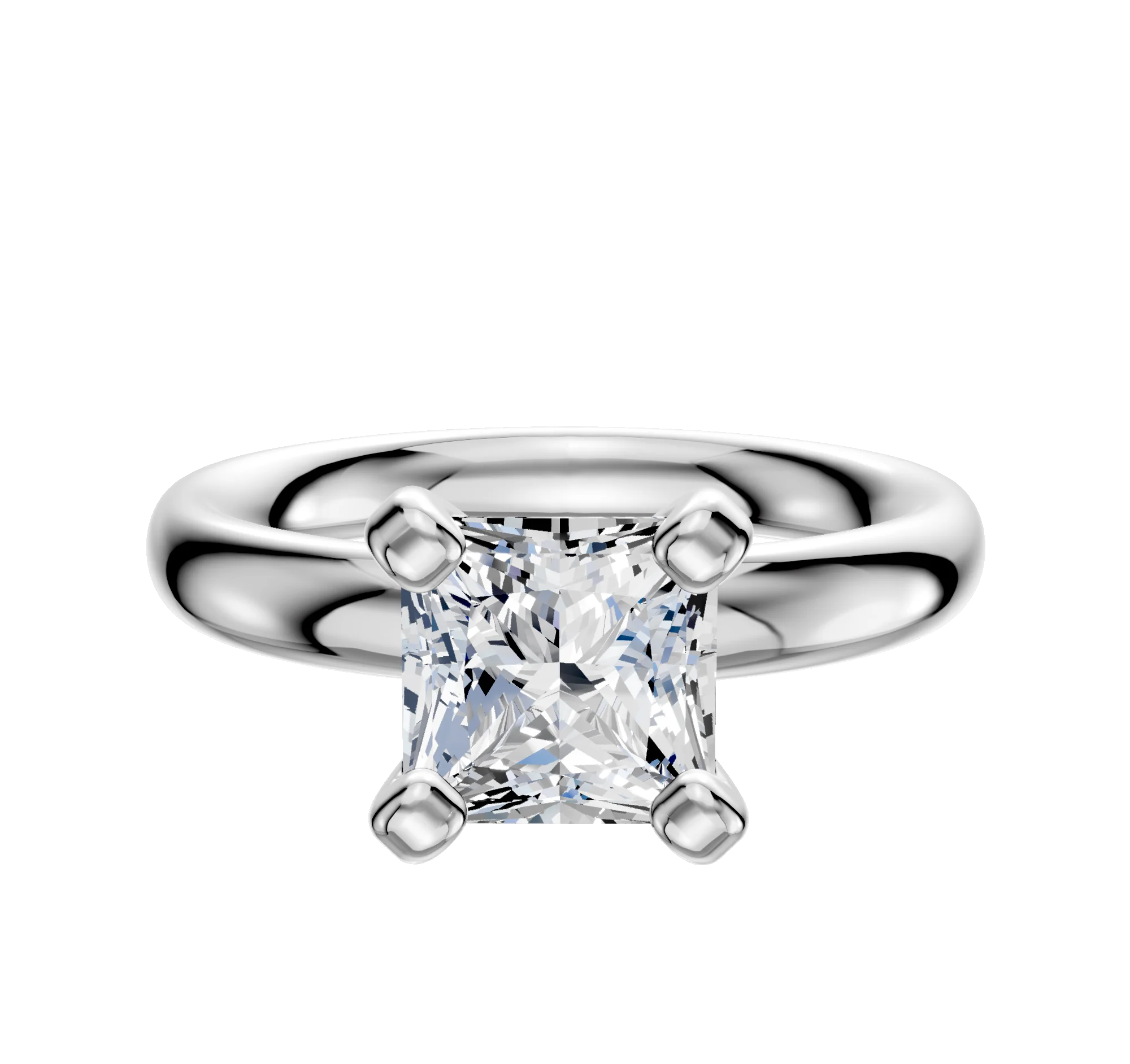 14K White Gold 4 Prong Classic Dome 3.0mm Engagement Ring