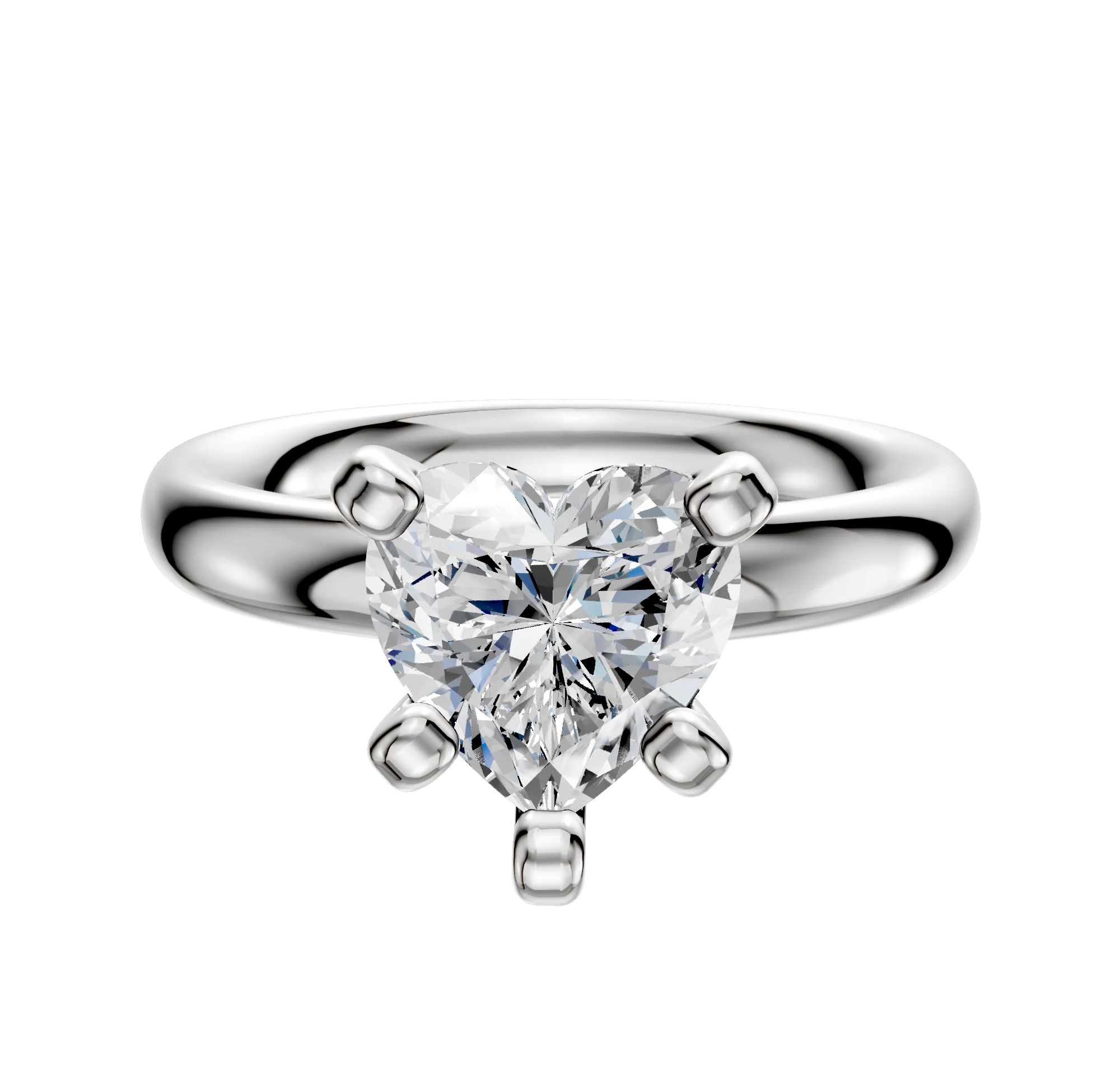 14K White Gold 4 Prong Classic Dome 3.0mm Engagement Ring