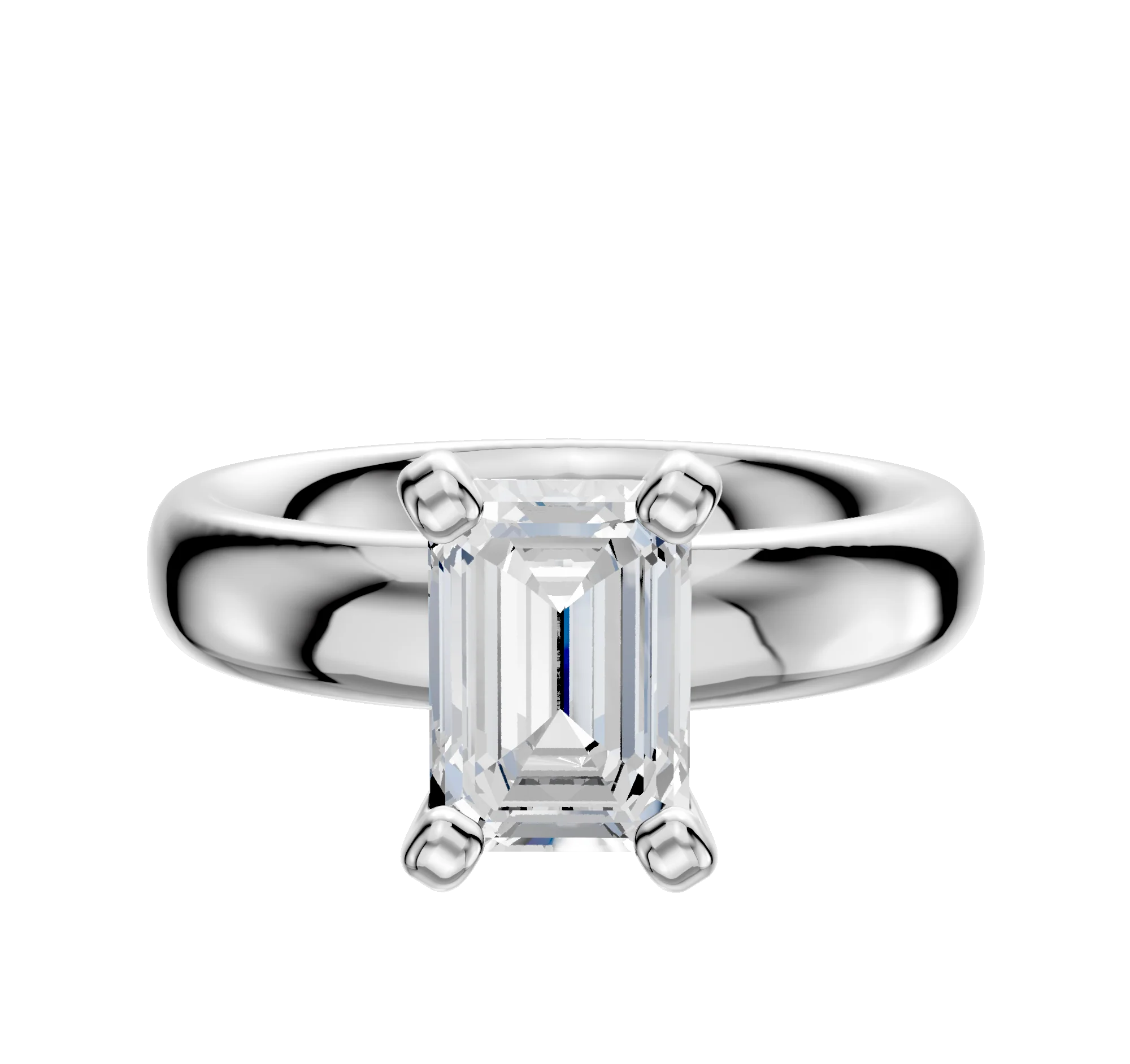 14K White Gold 4 Prong Classic Dome 4.0mm Engagement Ring