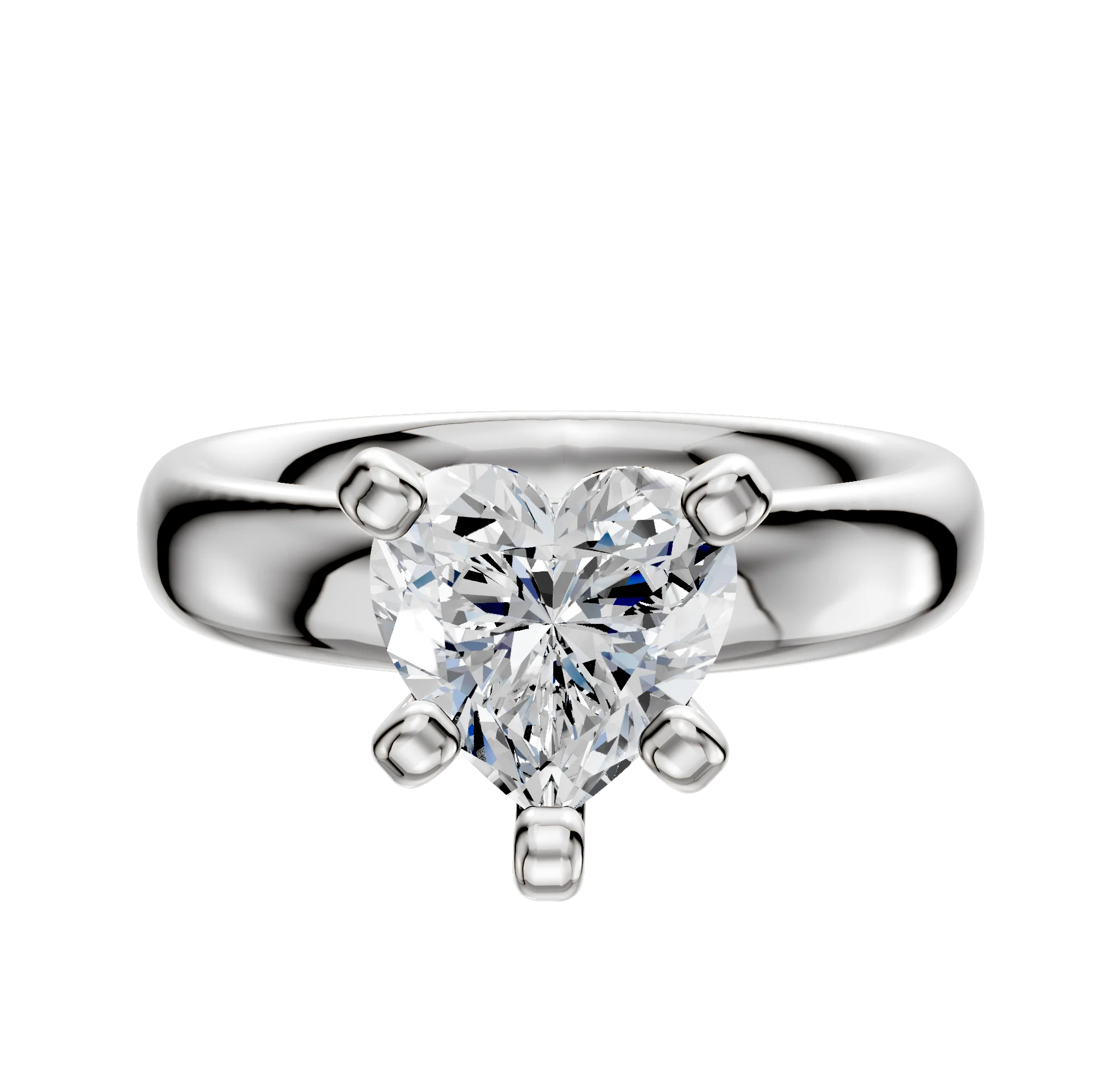 14K White Gold 4 Prong Classic Dome 4.0mm Engagement Ring