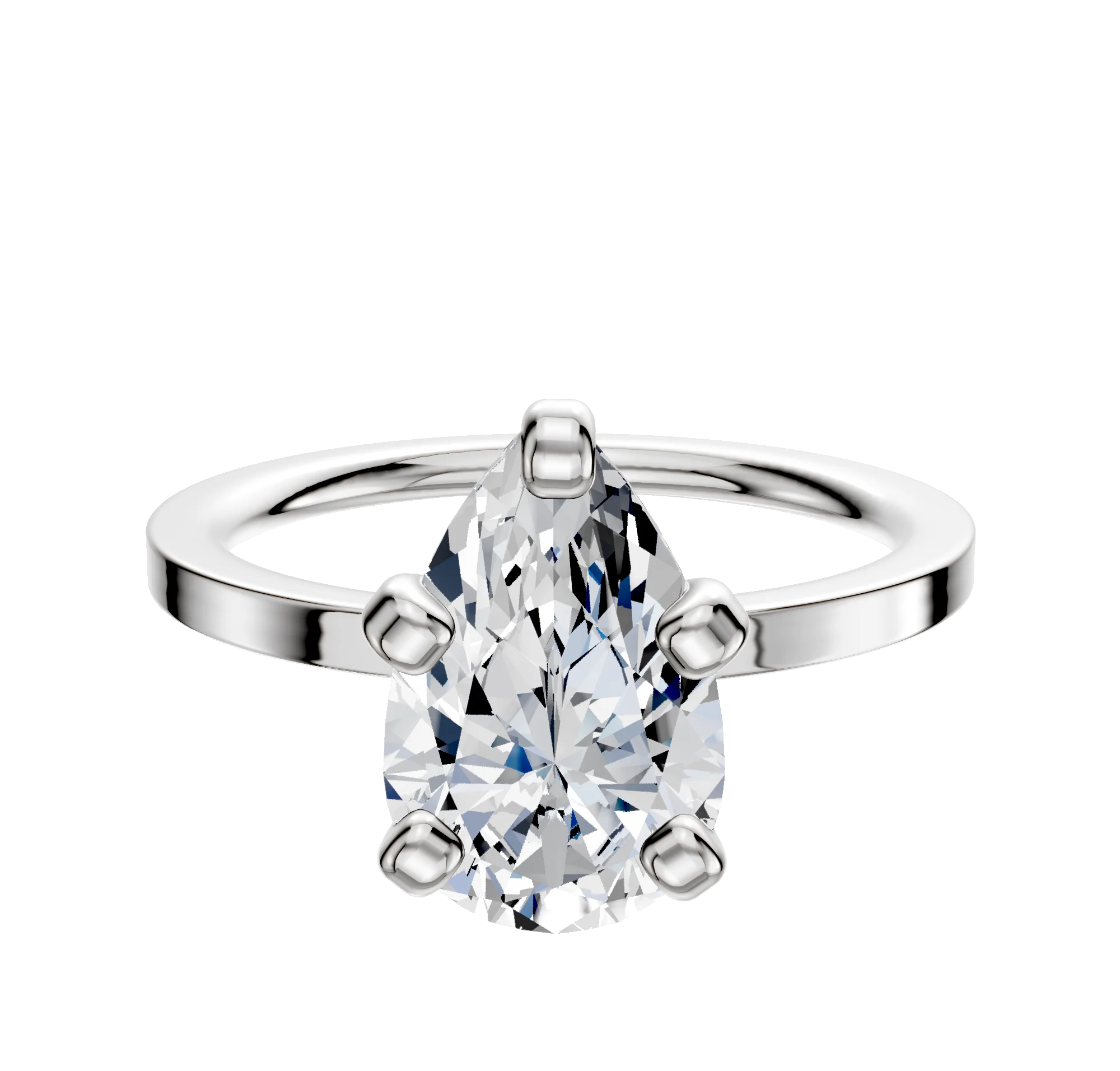 14K White Gold 4 Prong Classic Flat 1.5mm Engagement Ring