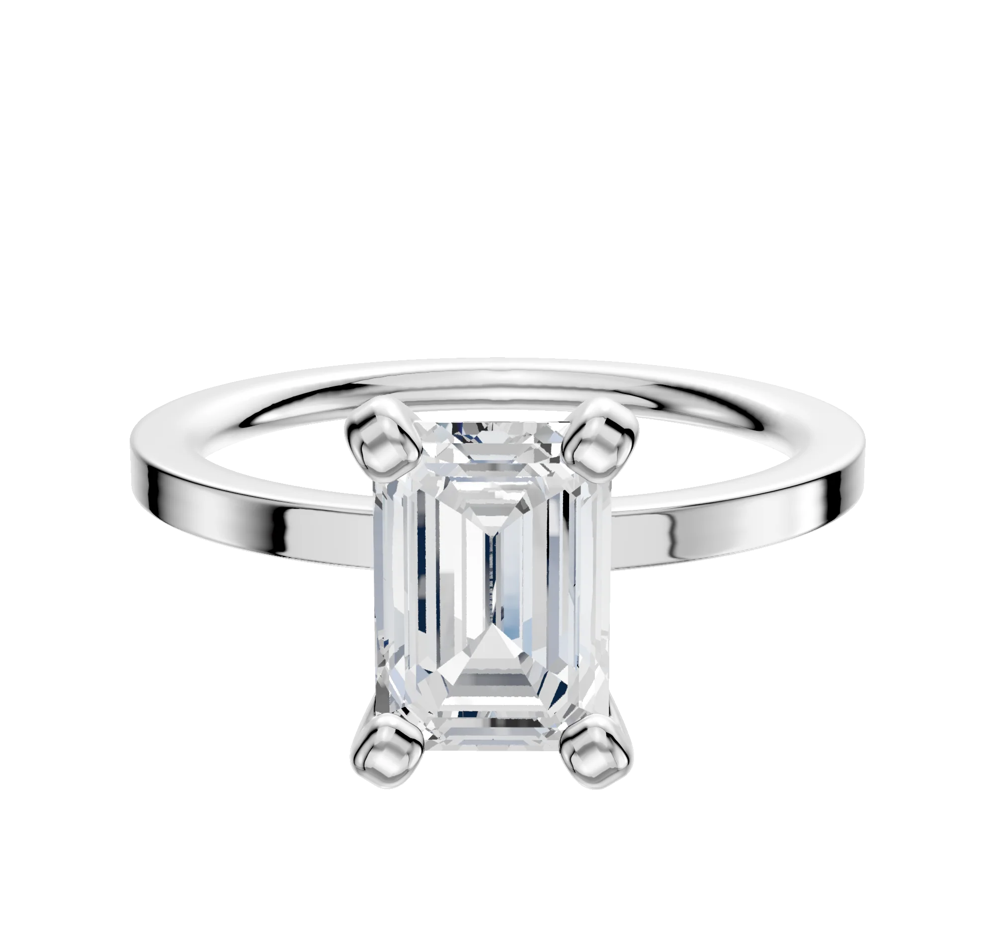 14K White Gold 4 Prong Classic Flat 1.5mm Engagement Ring