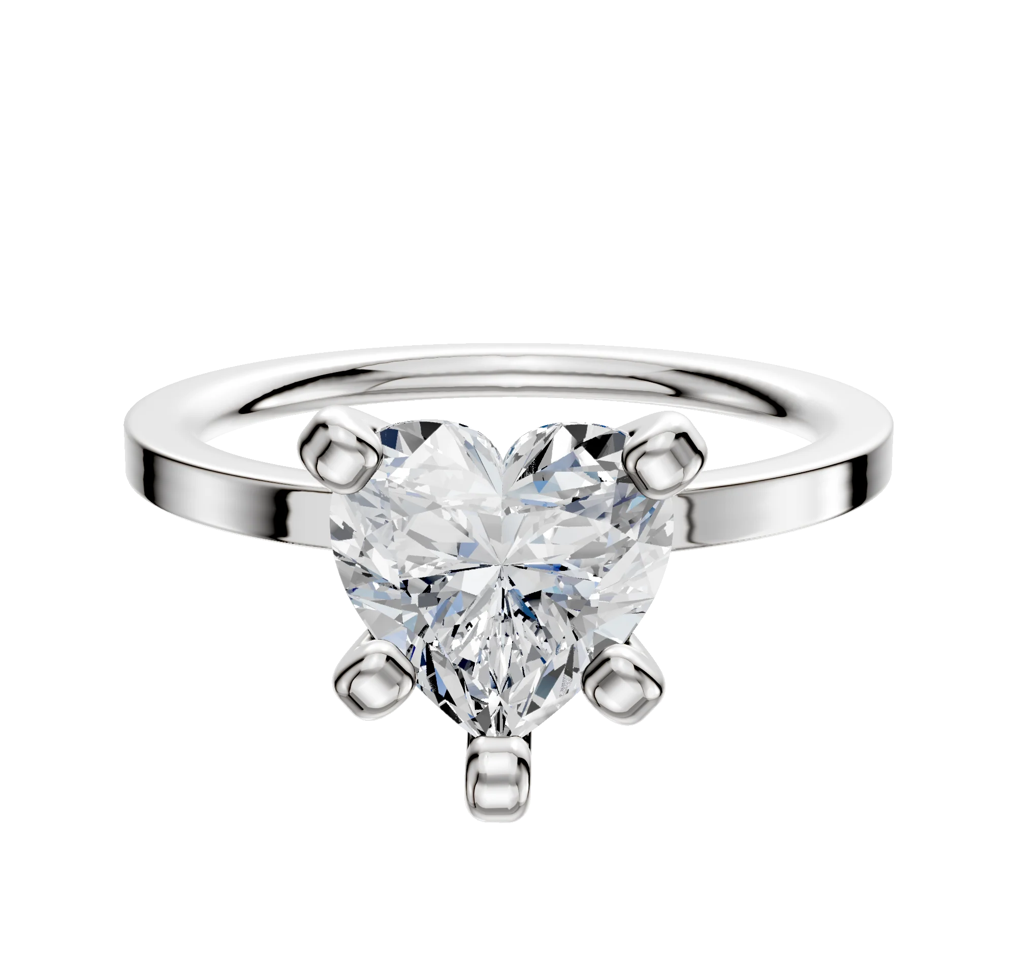 14K White Gold 4 Prong Classic Flat 1.5mm Engagement Ring
