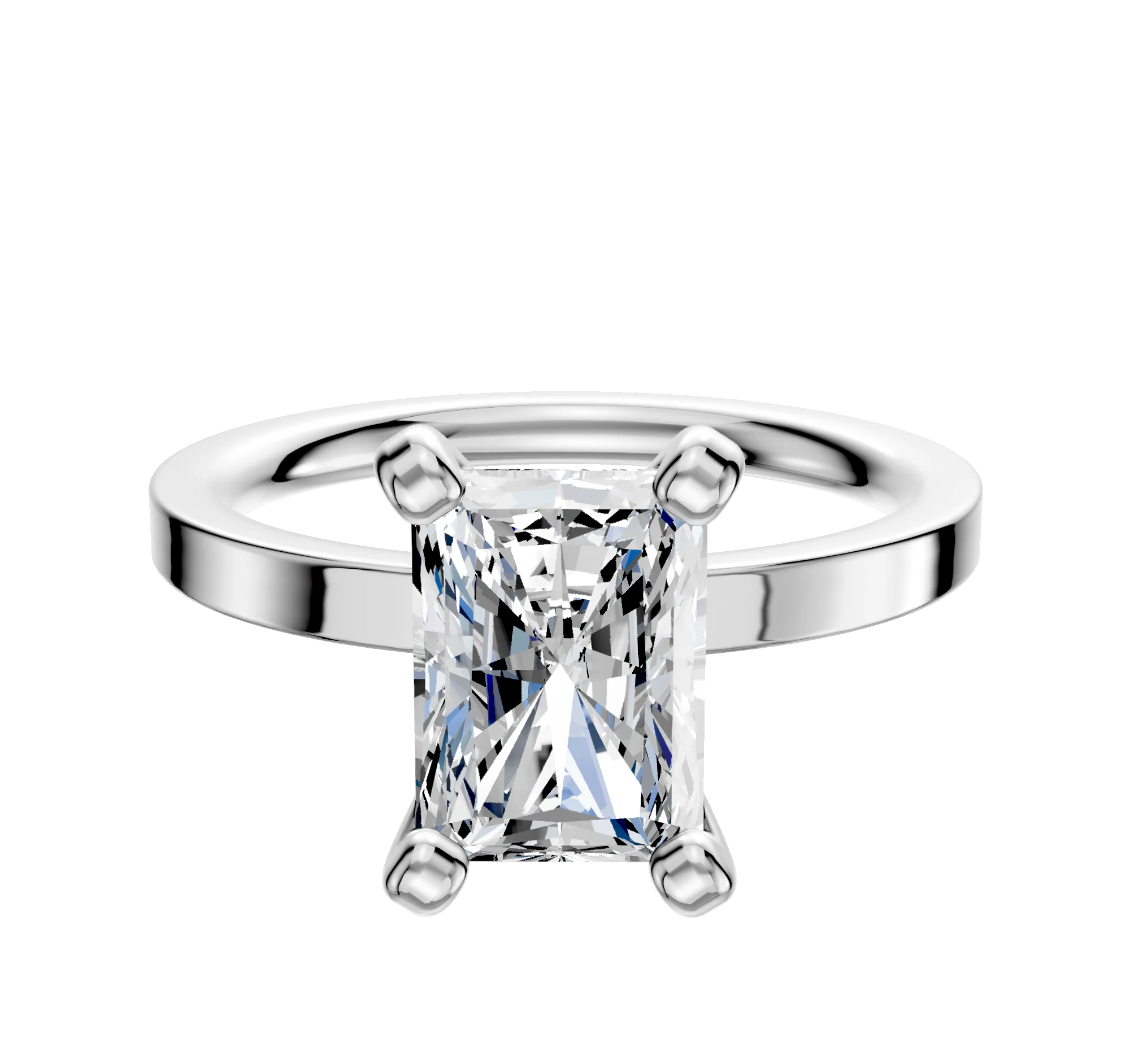 14K White Gold 4 Prong Classic Flat 2.0mm Engagement Ring