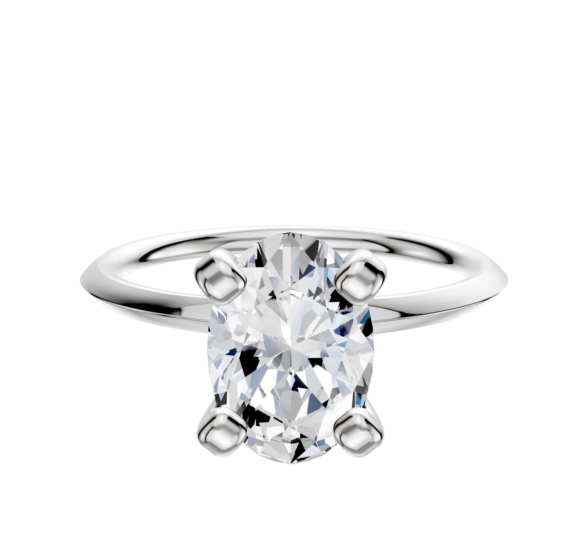 14K White Gold 4 Prong Classic Knife Edge 1.5mm Engagement Ring