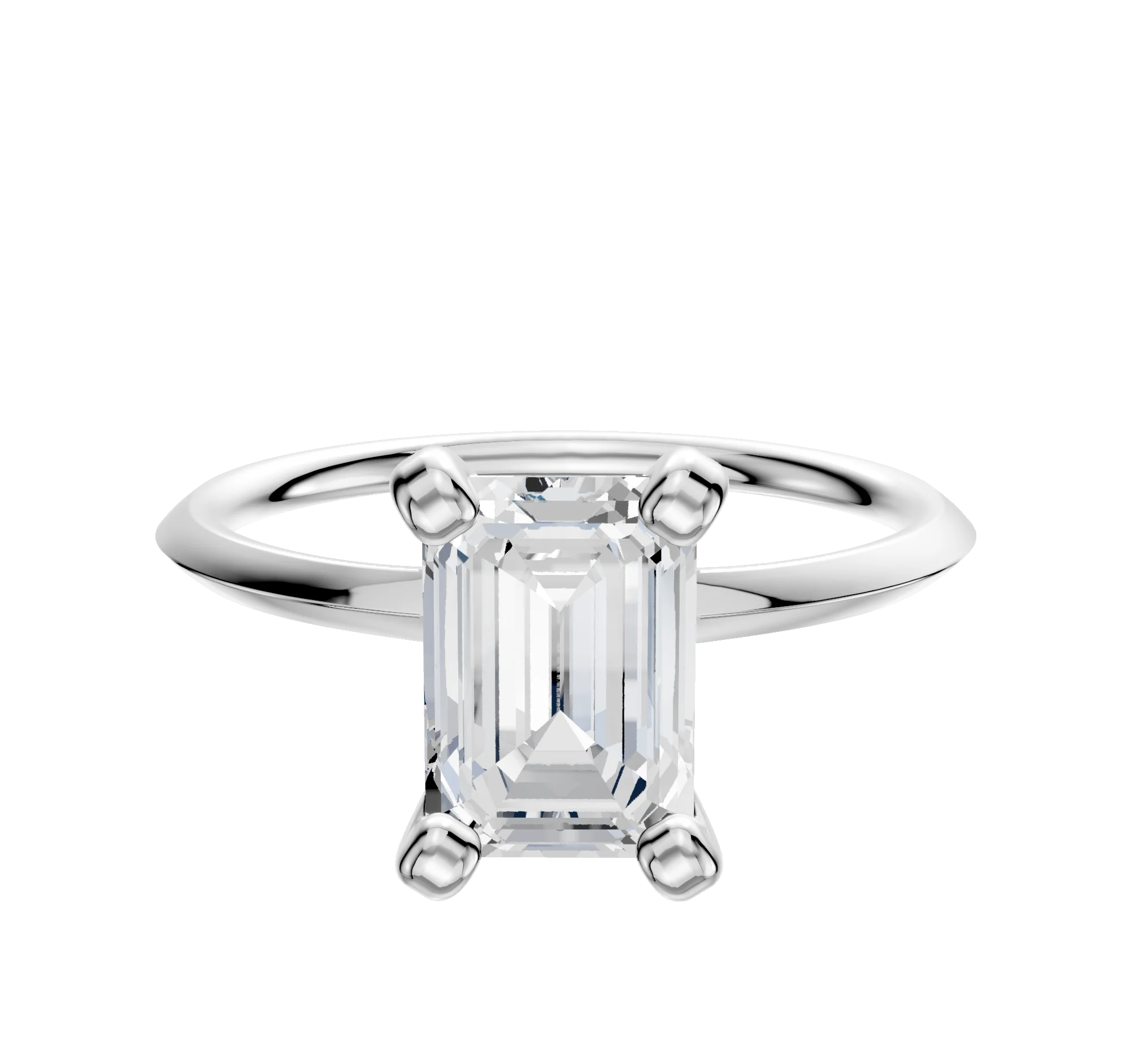 14K White Gold 4 Prong Classic Knife Edge 1.5mm Engagement Ring