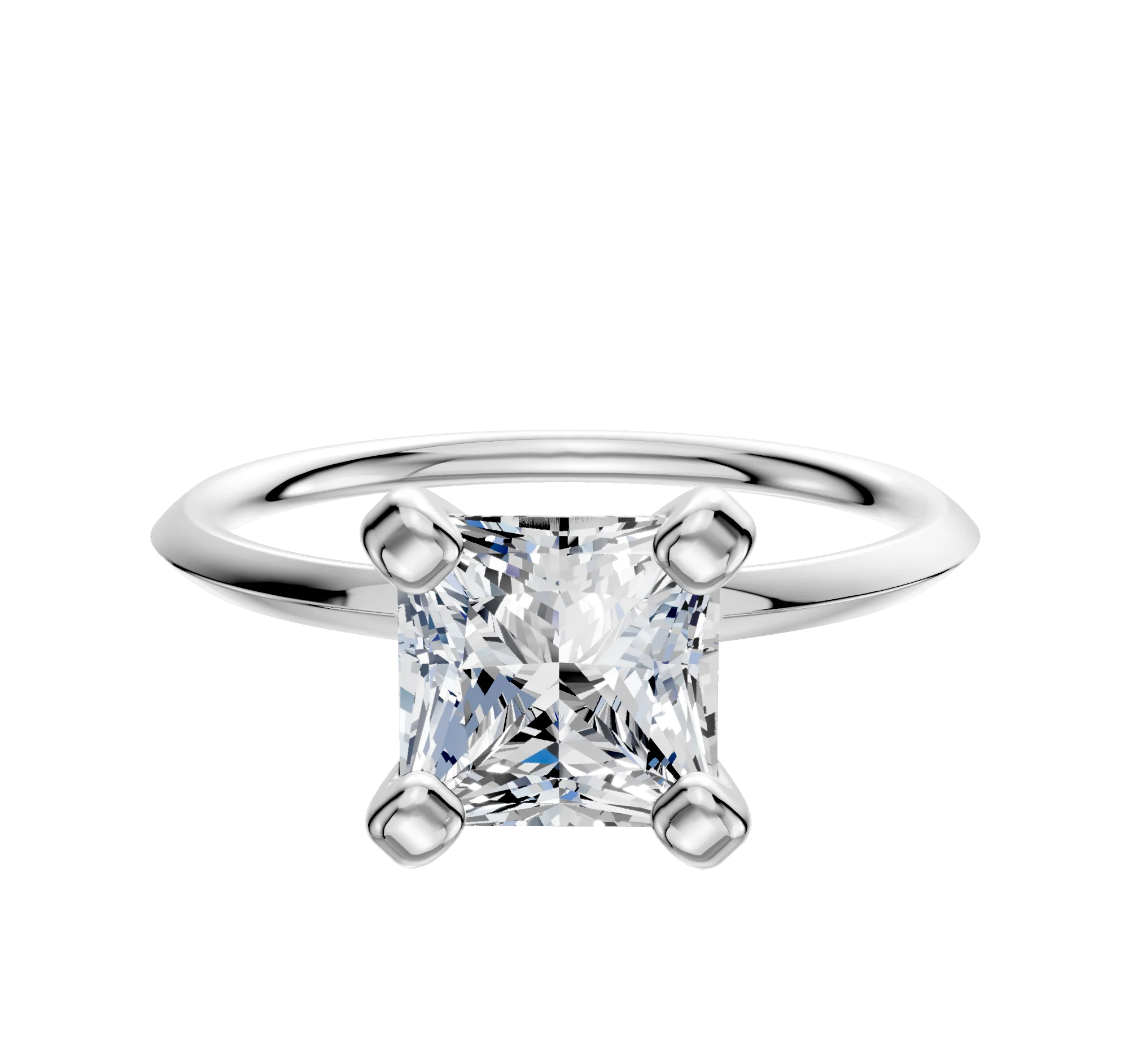 14K White Gold 4 Prong Classic Knife Edge 1.5mm Engagement Ring