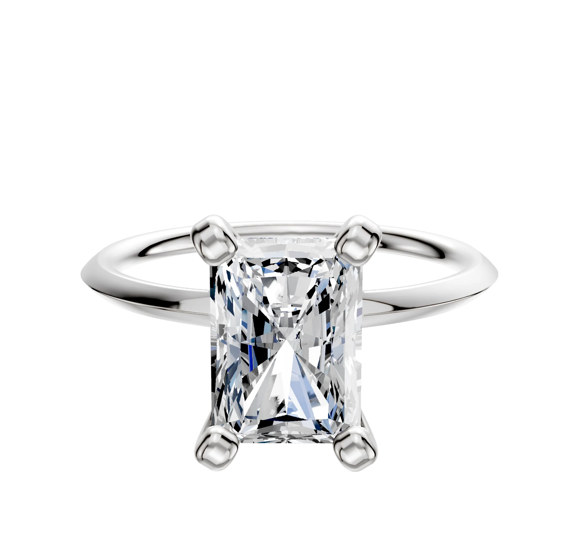 14K White Gold 4 Prong Classic Knife Edge 1.5mm Engagement Ring