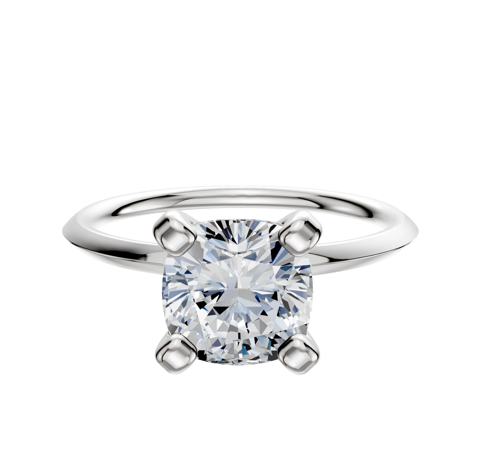 14K White Gold 4 Prong Classic Knife Edge 1.5mm Engagement Ring