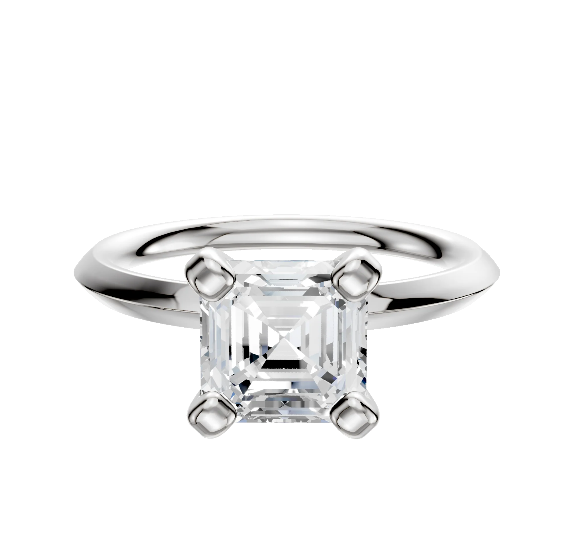 14K White Gold 4 Prong Classic Knife Edge 2.0mm Engagement Ring