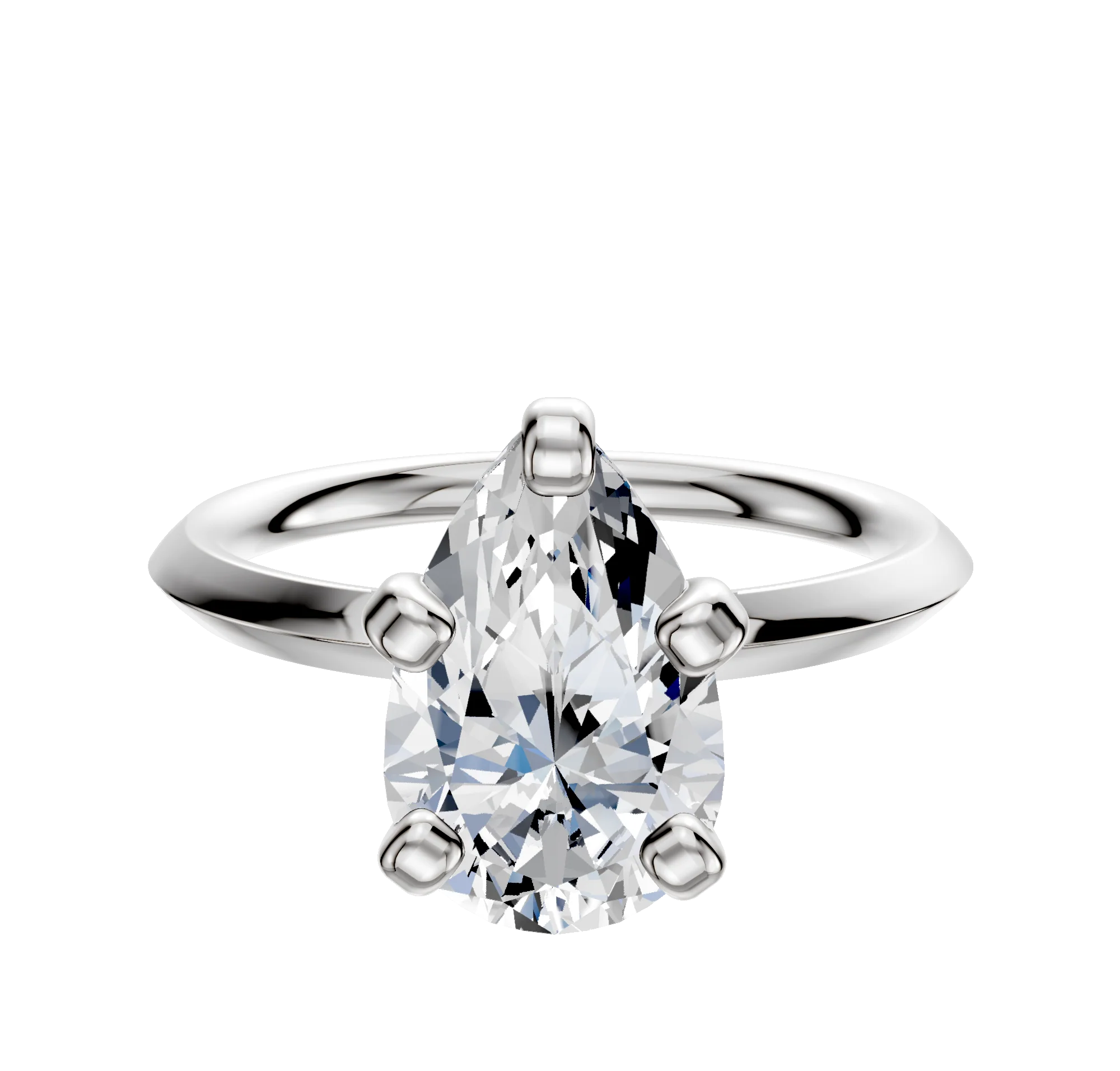 14K White Gold 4 Prong Classic Knife Edge 2.0mm Engagement Ring