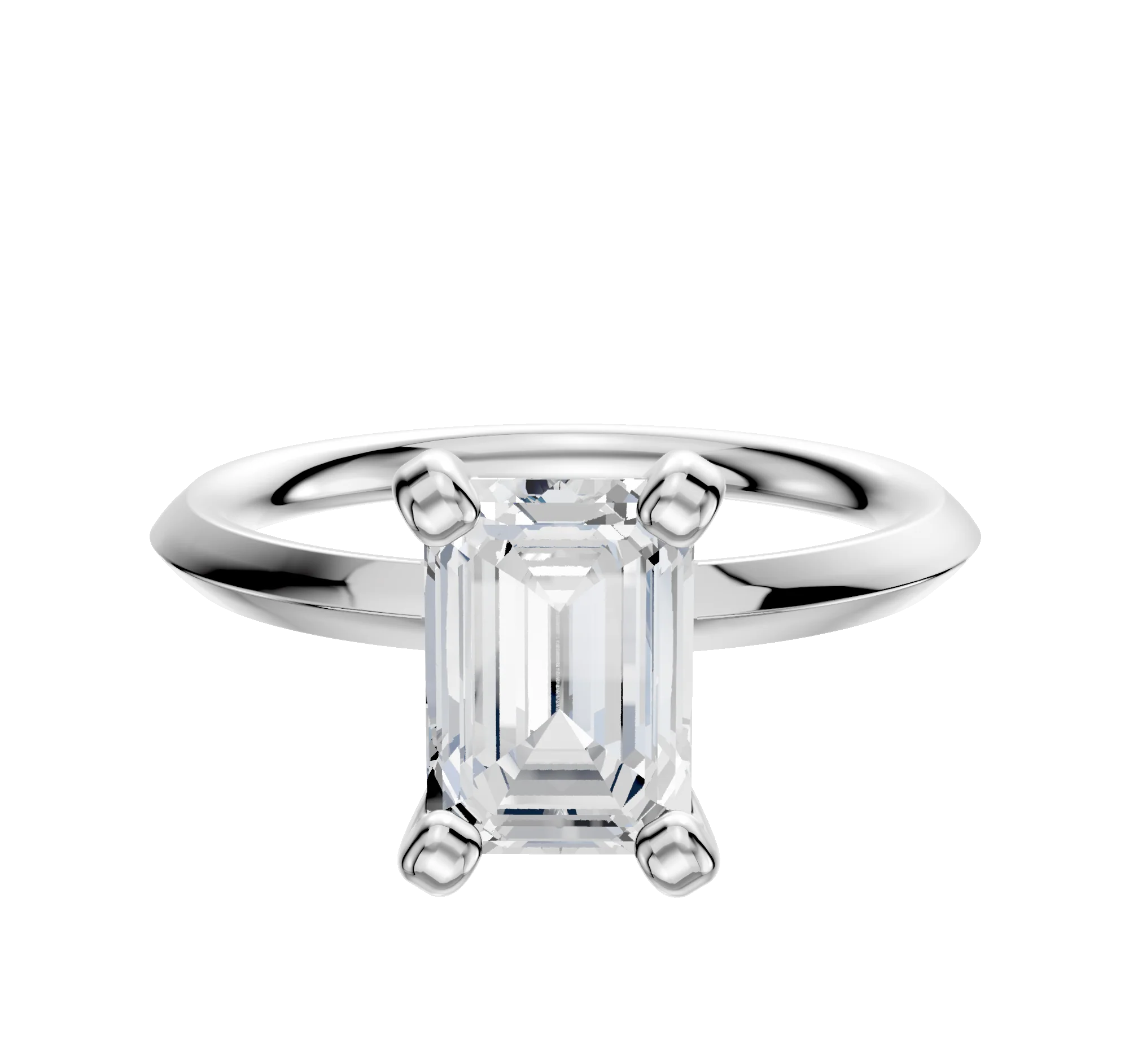 14K White Gold 4 Prong Classic Knife Edge 2.0mm Engagement Ring