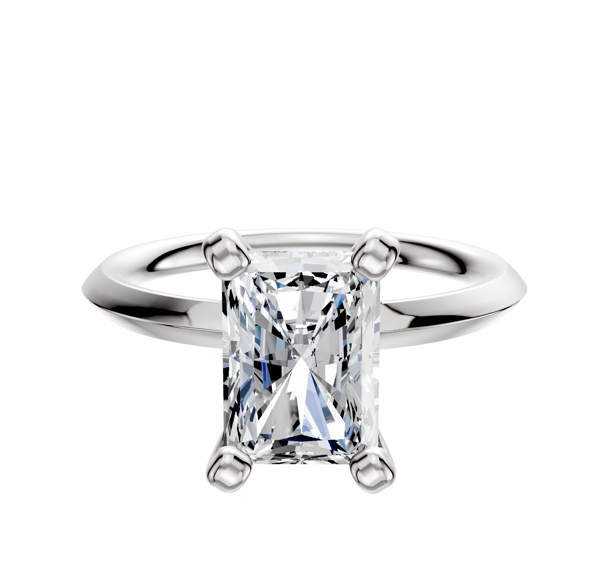 14K White Gold 4 Prong Classic Knife Edge 2.0mm Engagement Ring