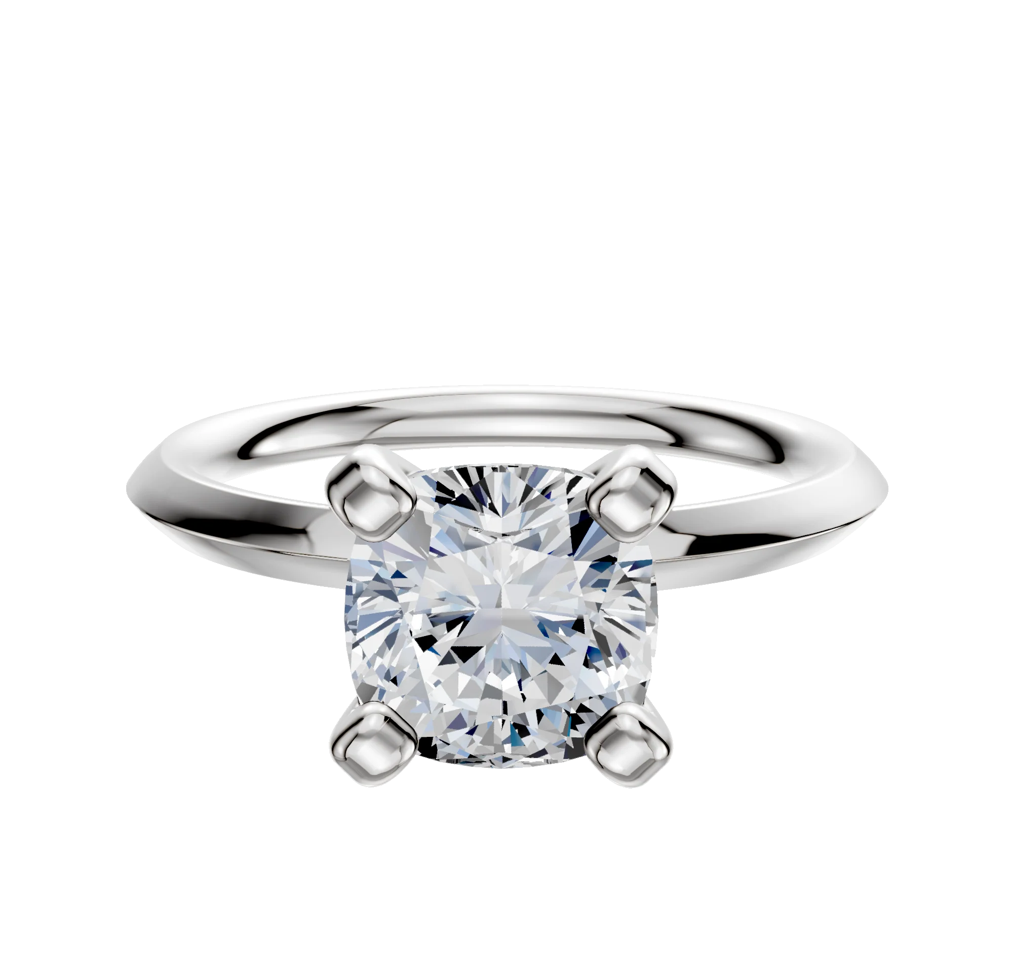 14K White Gold 4 Prong Classic Knife Edge 2.0mm Engagement Ring