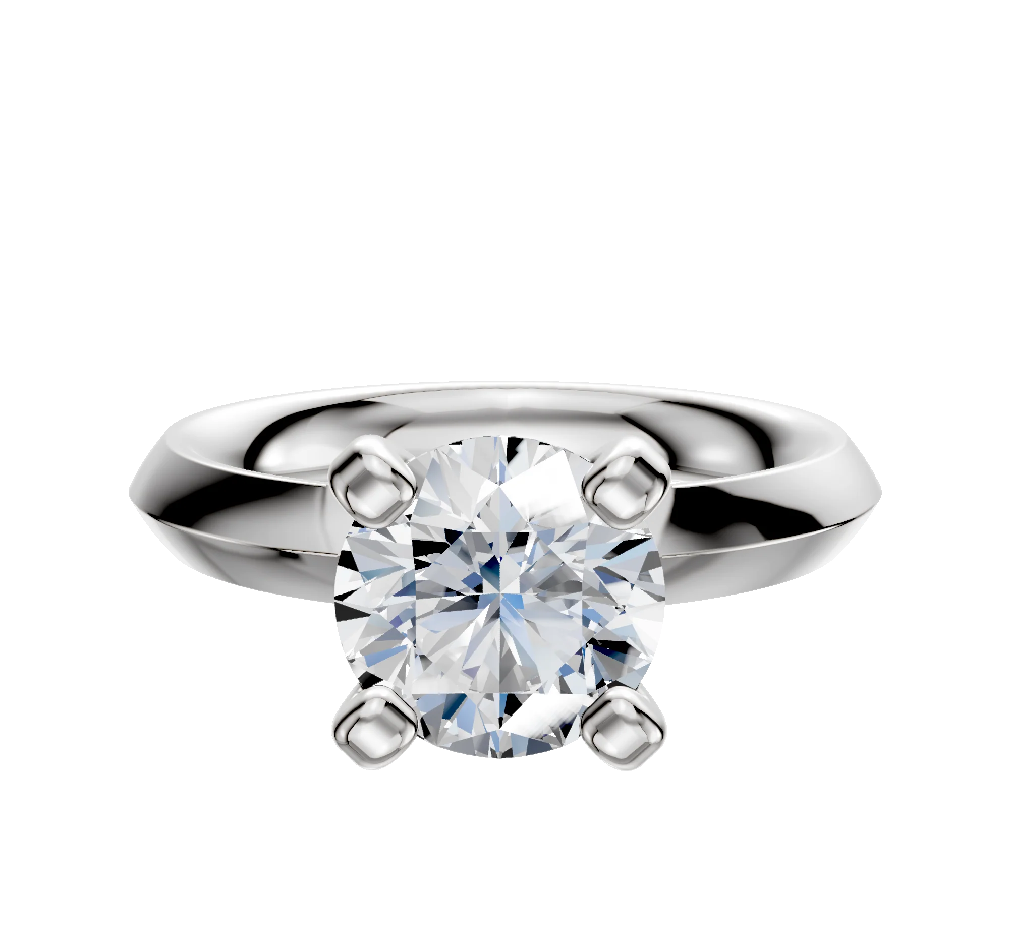 14K White Gold 4 Prong Classic Knife Edge 3.0mm Engagement Ring