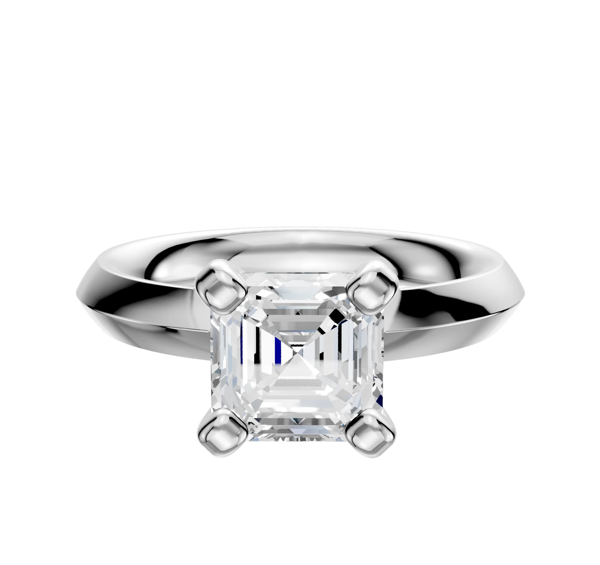 14K White Gold 4 Prong Classic Knife Edge 3.0mm Engagement Ring