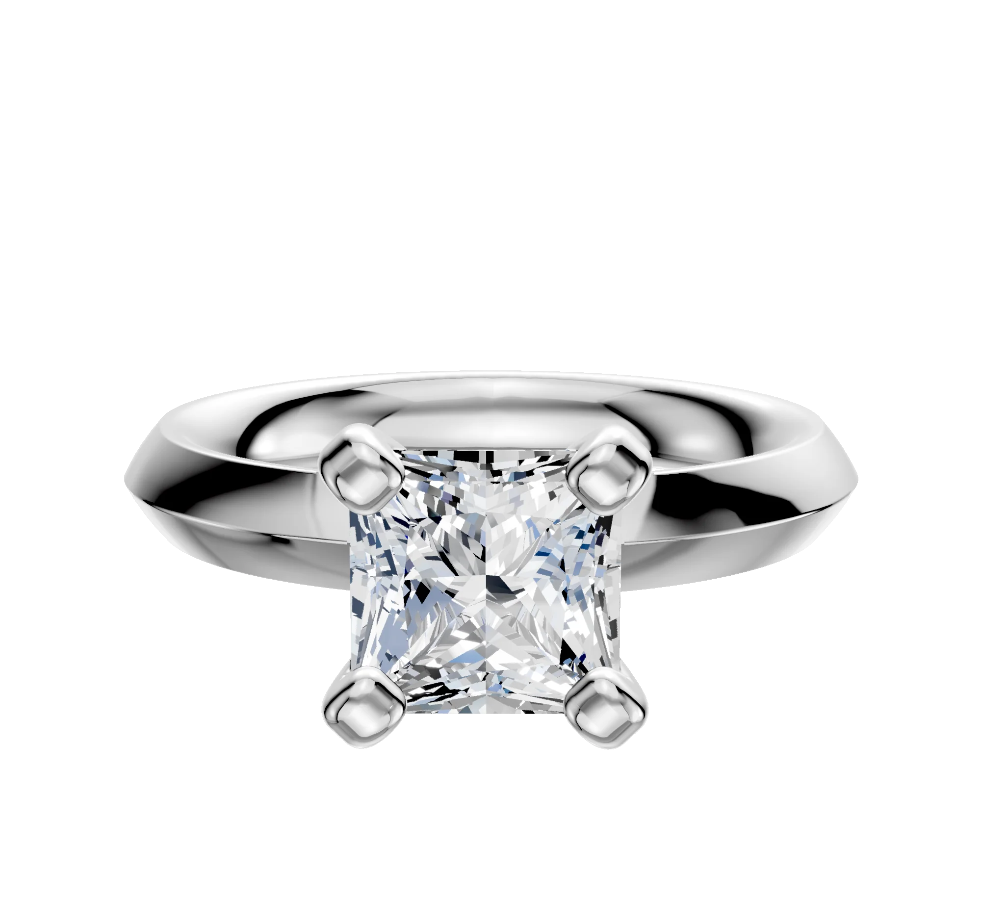 14K White Gold 4 Prong Classic Knife Edge 3.0mm Engagement Ring